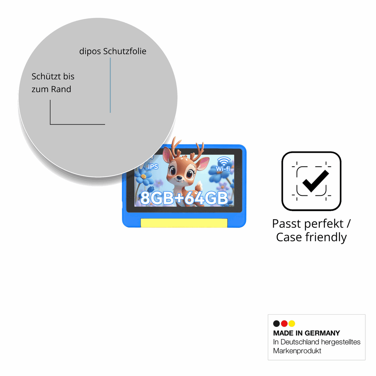Schutzglasfolie mit optimaler Passform, zur Verwendung mit Hüllen geeignet