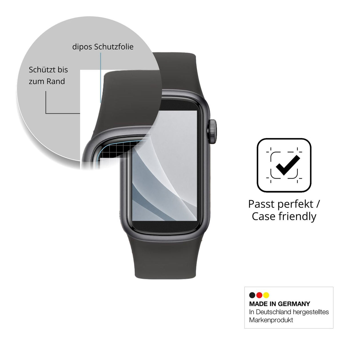 Schutzglasfolie mit optimaler Passform, zur Verwendung mit Hüllen geeignet