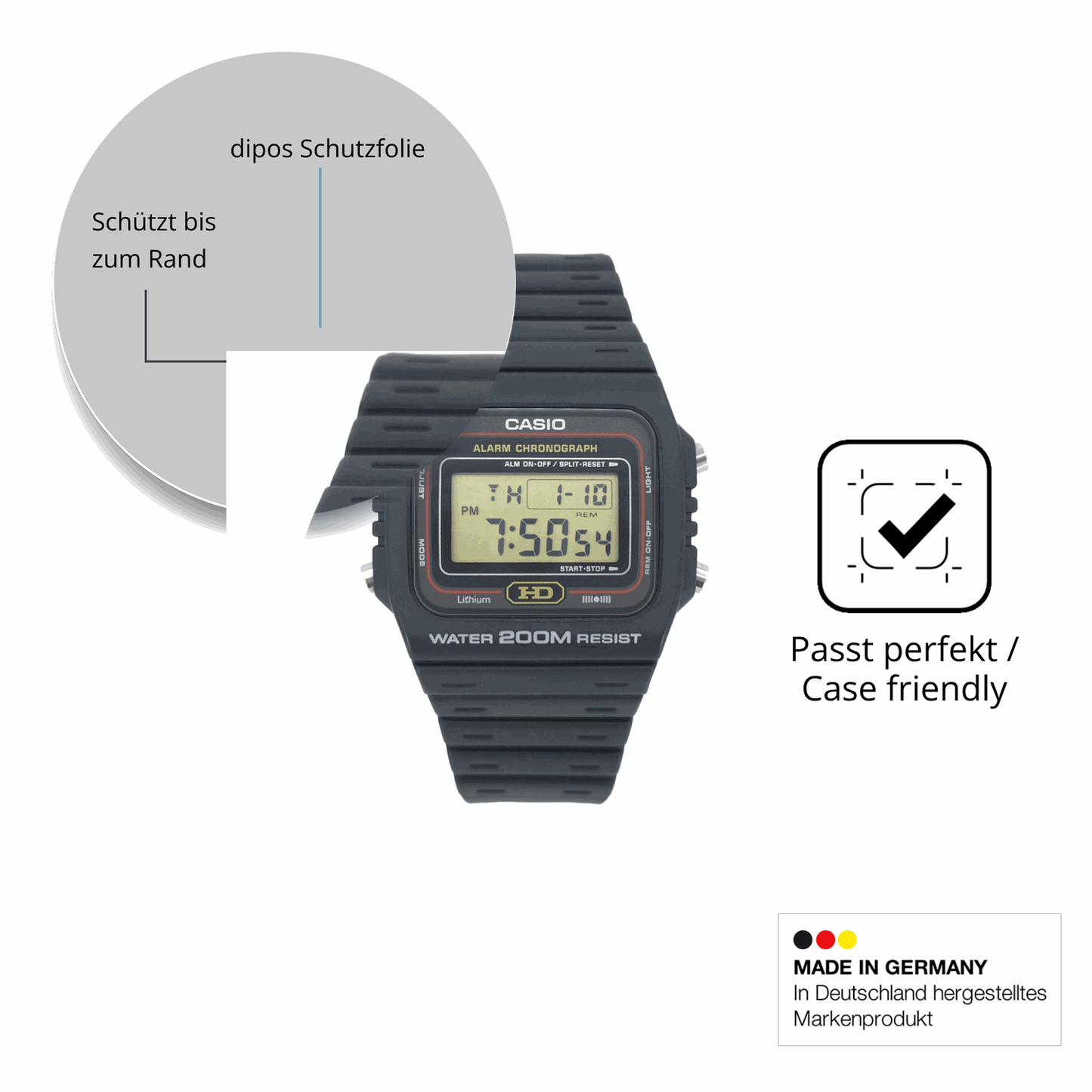Schutzglasfolie mit optimaler Passform, zur Verwendung mit Hüllen geeignet