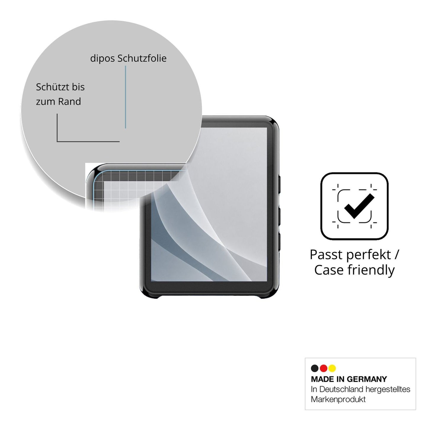 Schutzglasfolie mit optimaler Passform, zur Verwendung mit Hüllen geeignet