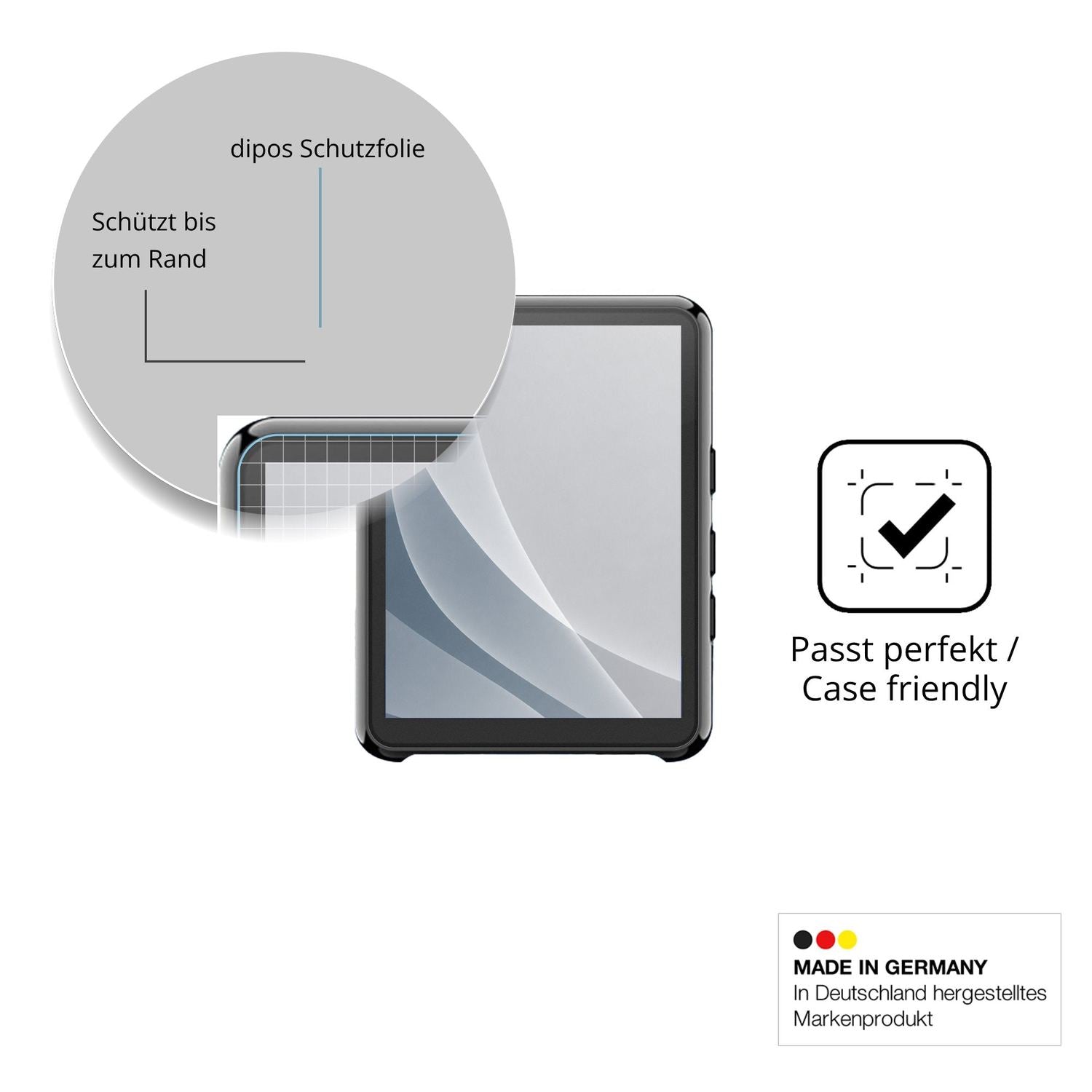 Schutzglasfolie mit optimaler Passform, zur Verwendung mit Hüllen geeignet