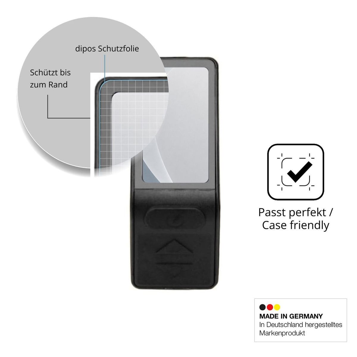 Schutzglasfolie mit optimaler Passform, zur Verwendung mit Hüllen geeignet