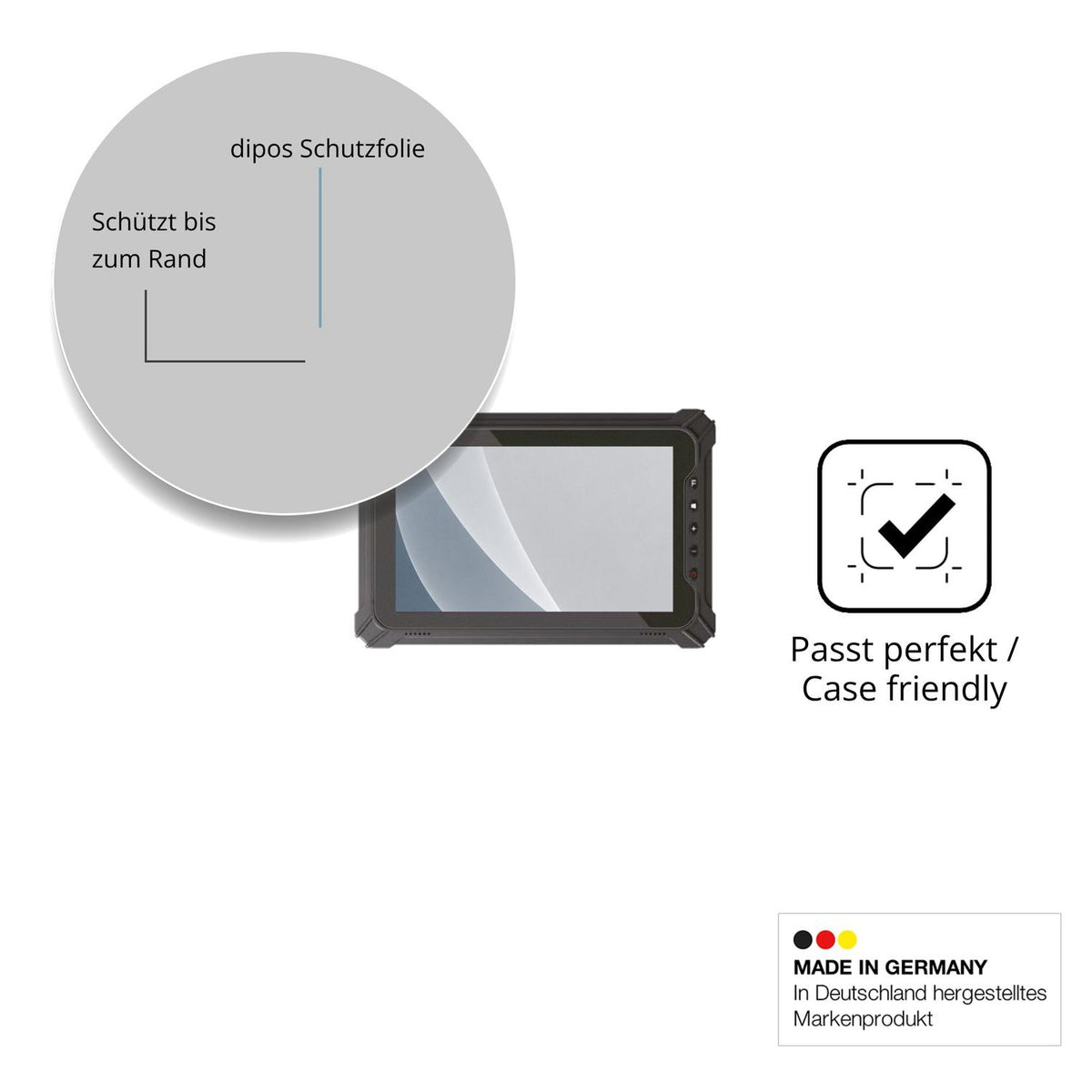 Schutzglasfolie mit optimaler Passform, zur Verwendung mit Hüllen geeignet