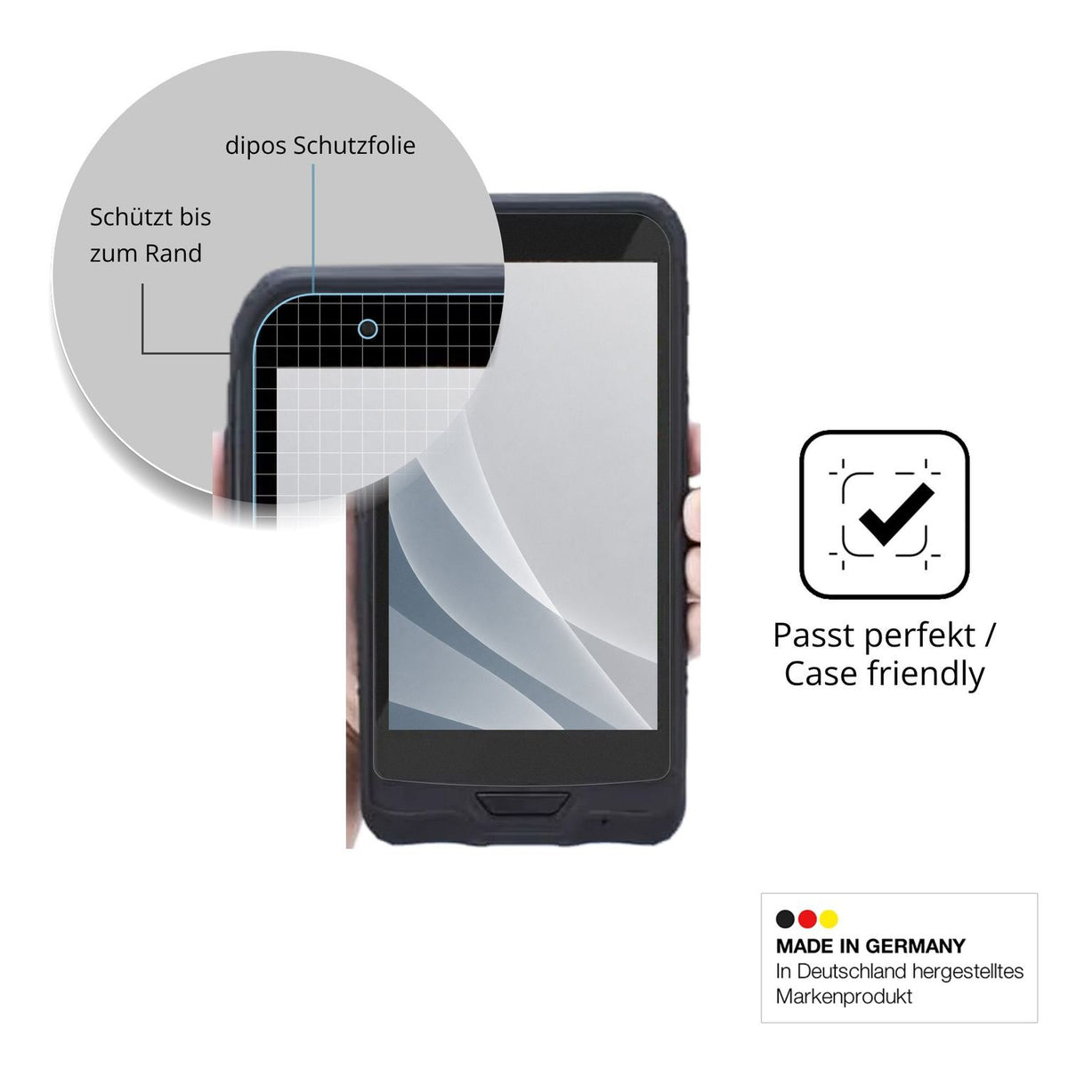 Schutzglasfolie mit optimaler Passform, zur Verwendung mit Hüllen geeignet