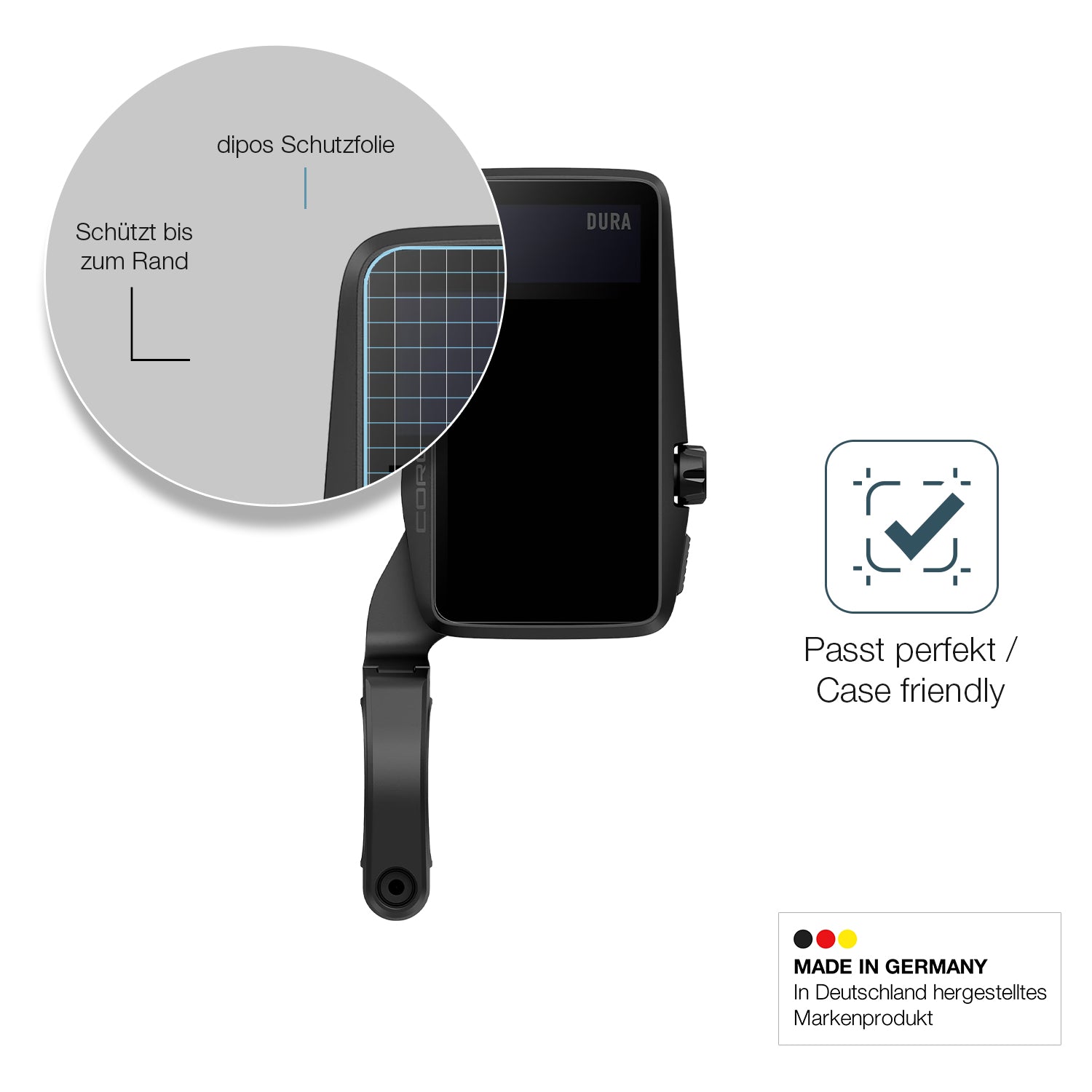 Schutzglasfolie mit optimaler Passform, zur Verwendung mit Hüllen geeignet