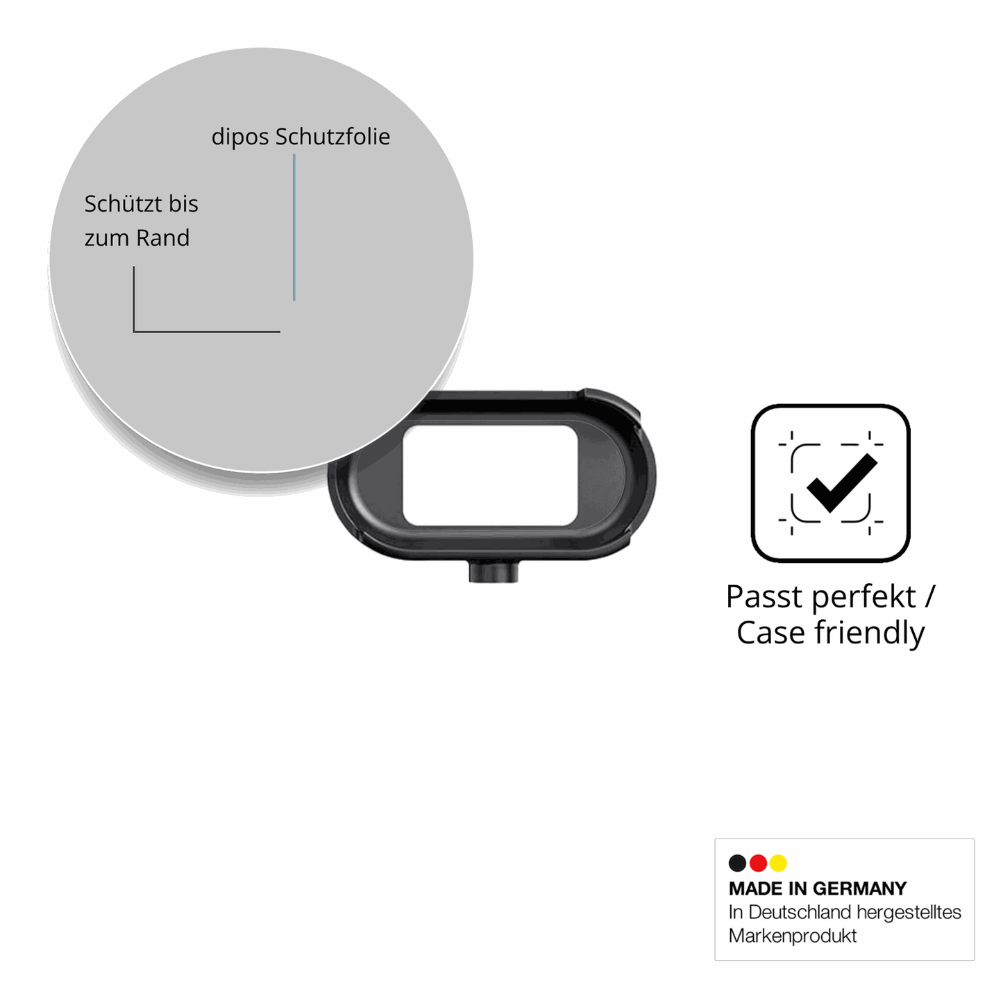 Schutzglasfolie mit optimaler Passform, zur Verwendung mit Hüllen geeignet