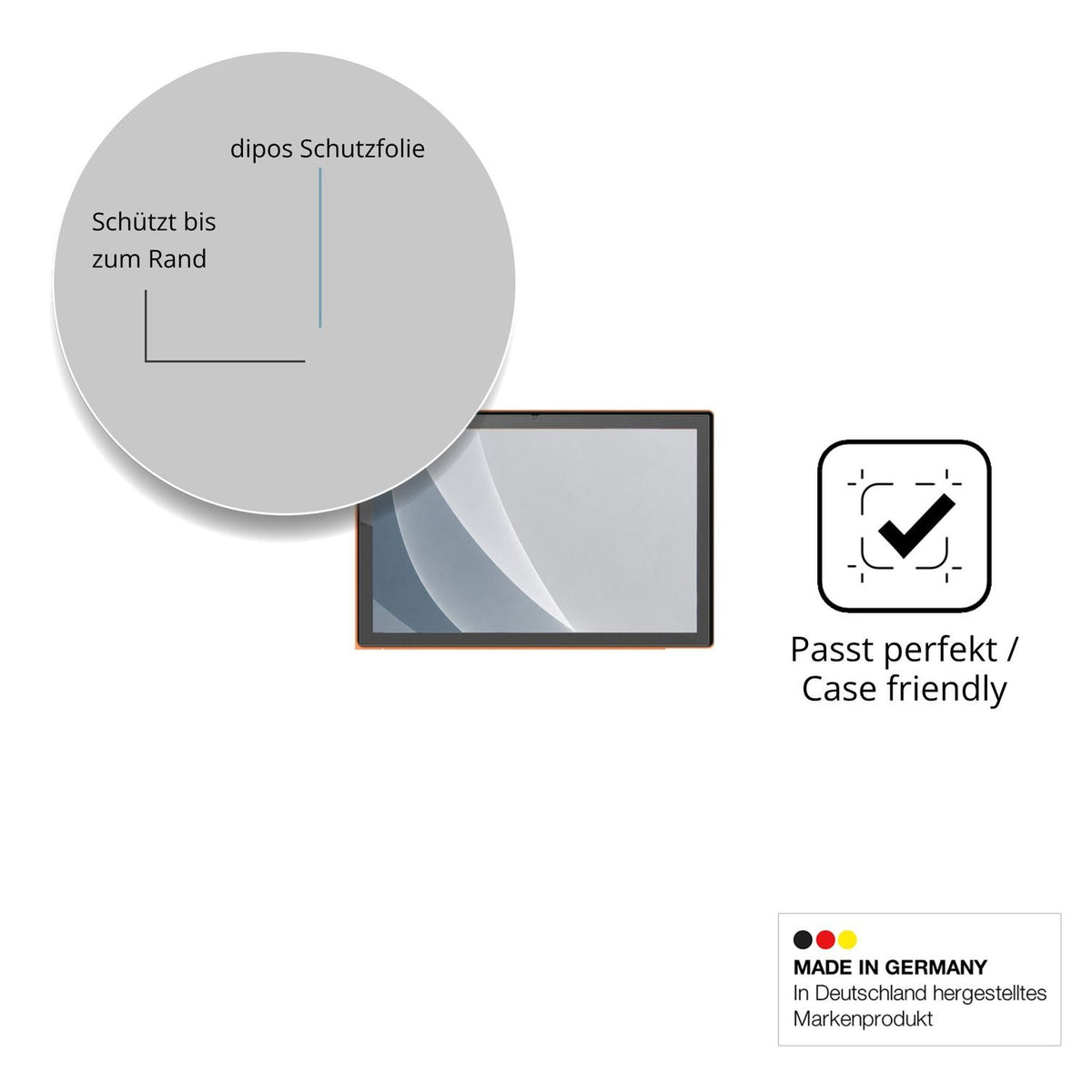Schutzglasfolie mit optimaler Passform, zur Verwendung mit Hüllen geeignet