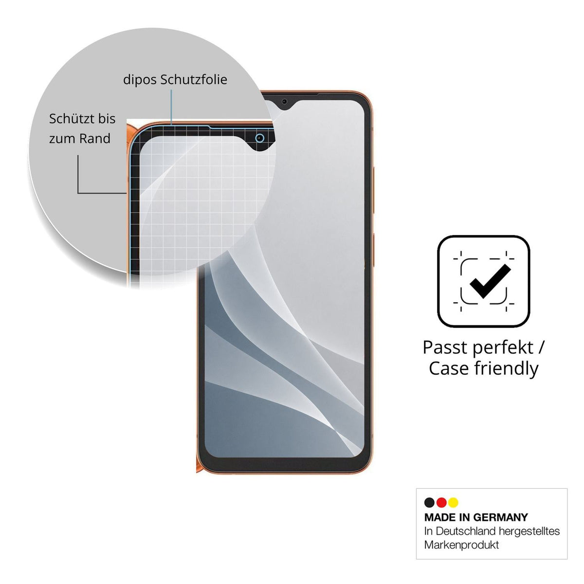 Schutzglasfolie mit optimaler Passform, zur Verwendung mit Hüllen geeignet