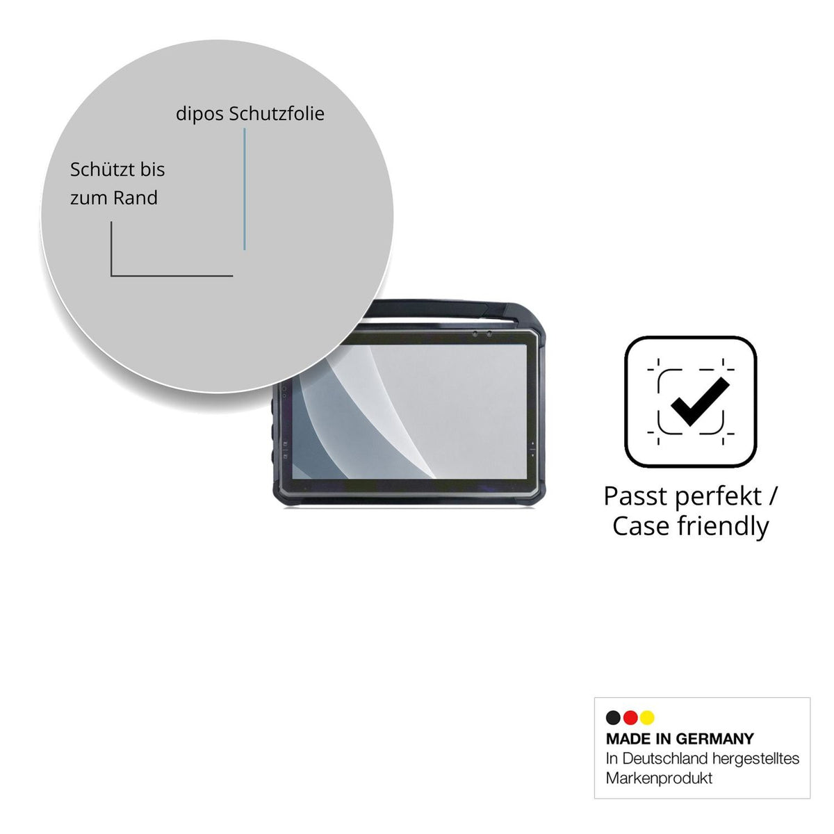 Schutzglasfolie mit optimaler Passform, zur Verwendung mit Hüllen geeignet