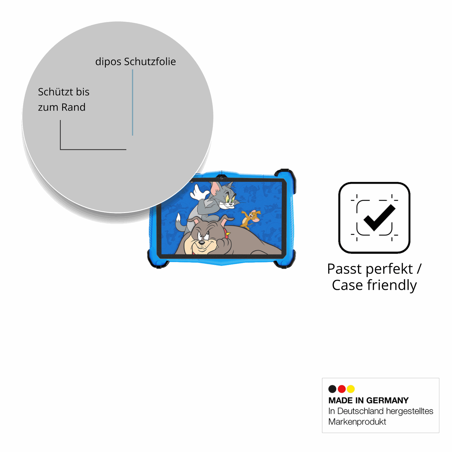 Schutzglasfolie mit optimaler Passform, zur Verwendung mit Hüllen geeignet