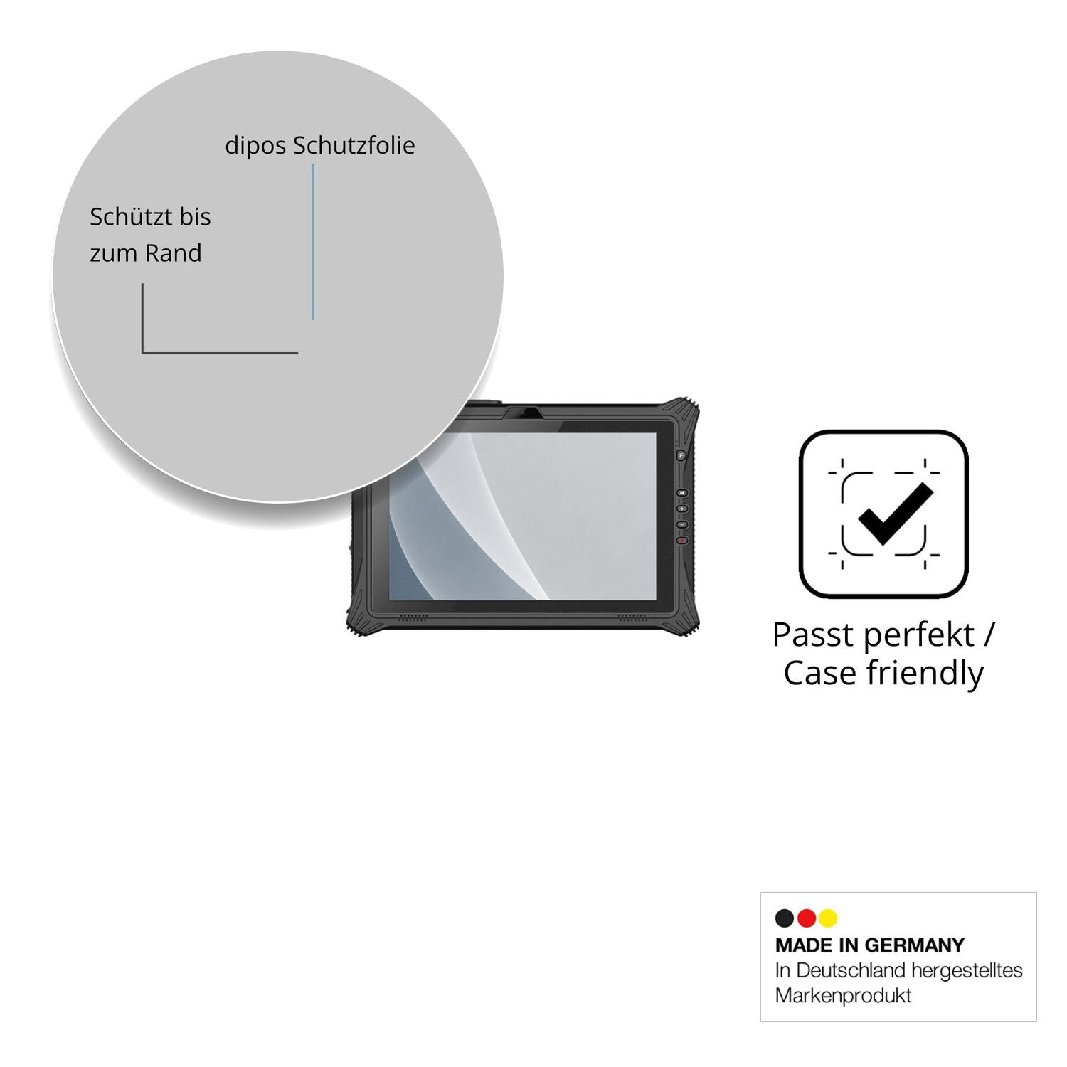 Schutzglasfolie mit optimaler Passform, zur Verwendung mit Hüllen geeignet