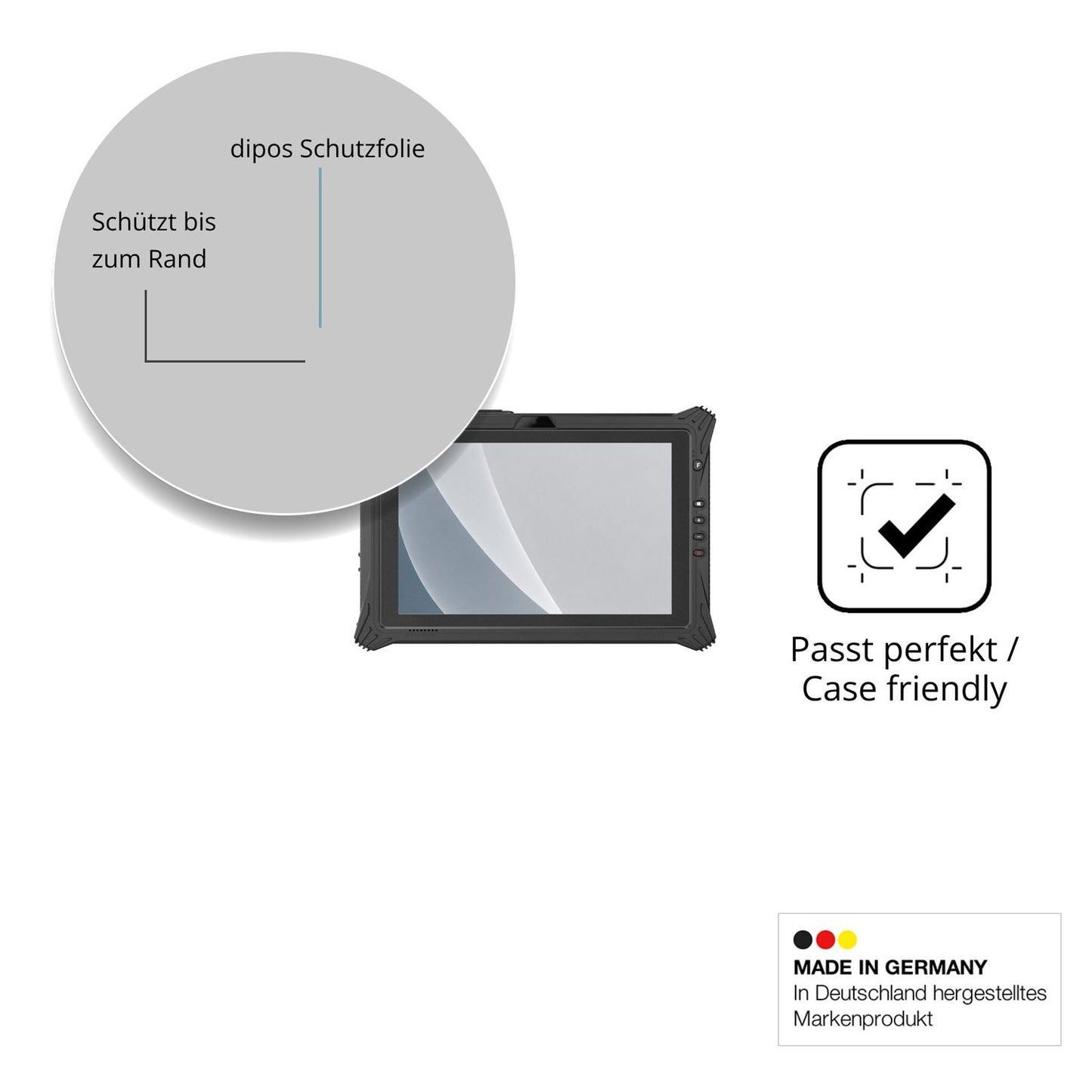 Schutzglasfolie mit optimaler Passform, zur Verwendung mit Hüllen geeignet