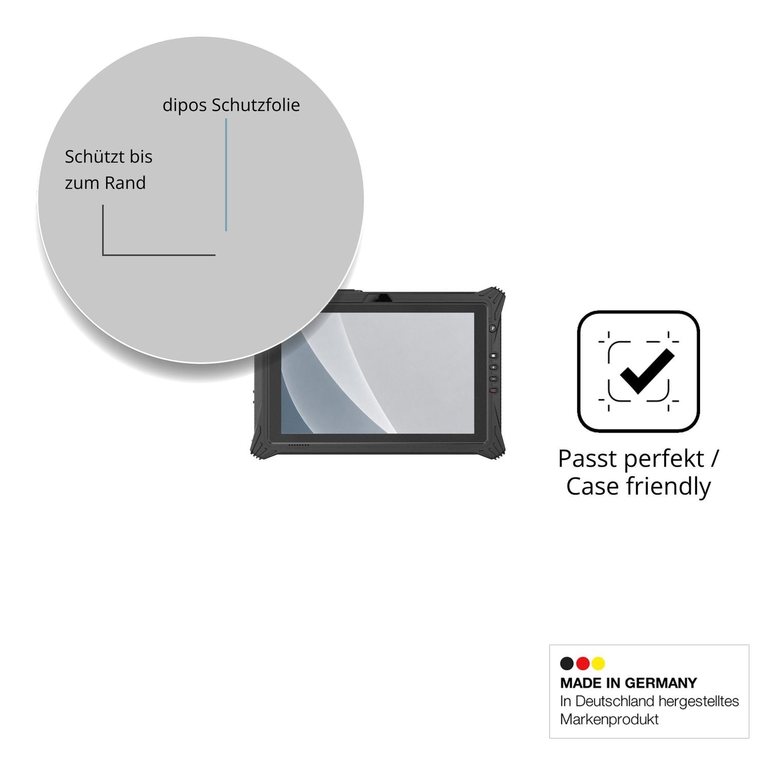 Schutzglasfolie mit optimaler Passform, zur Verwendung mit Hüllen geeignet
