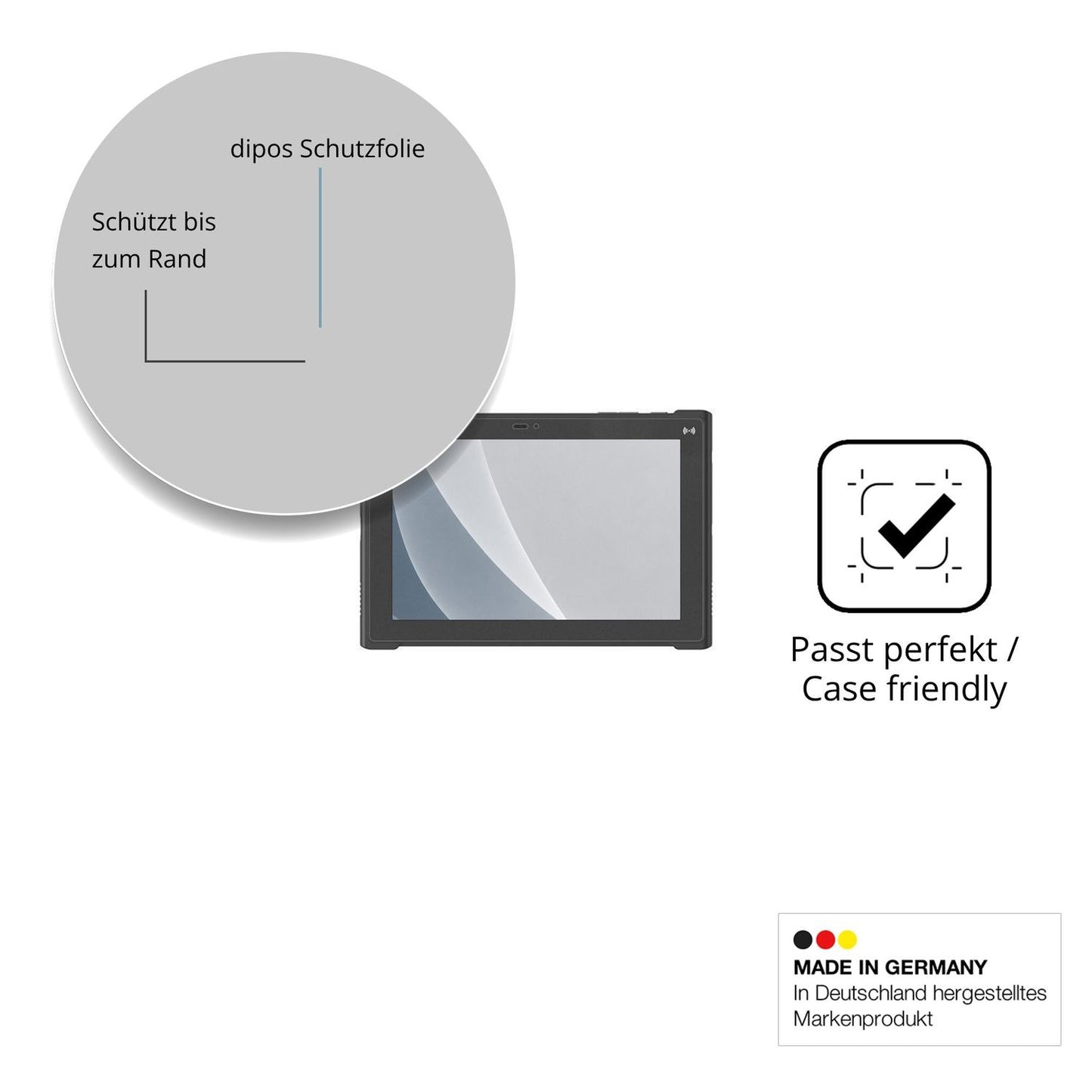 Schutzglasfolie mit optimaler Passform, zur Verwendung mit Hüllen geeignet