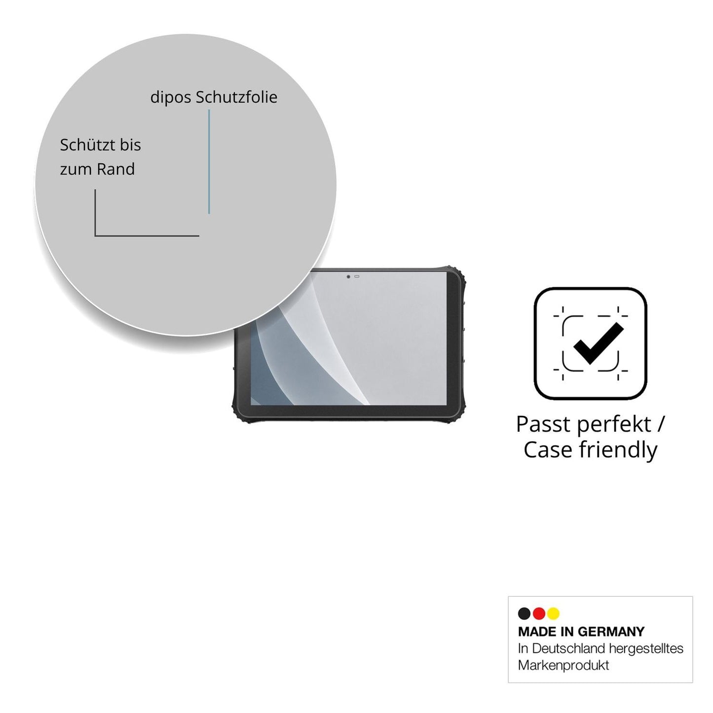Schutzglasfolie mit optimaler Passform, zur Verwendung mit Hüllen geeignet
