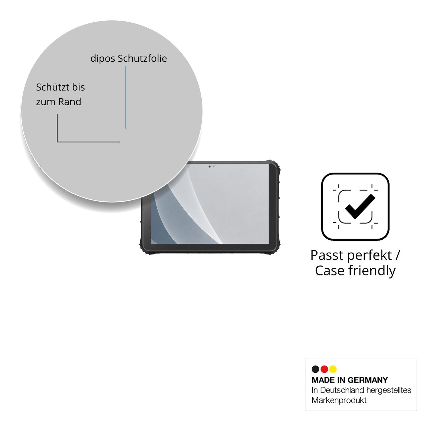 Schutzglasfolie mit optimaler Passform, zur Verwendung mit Hüllen geeignet