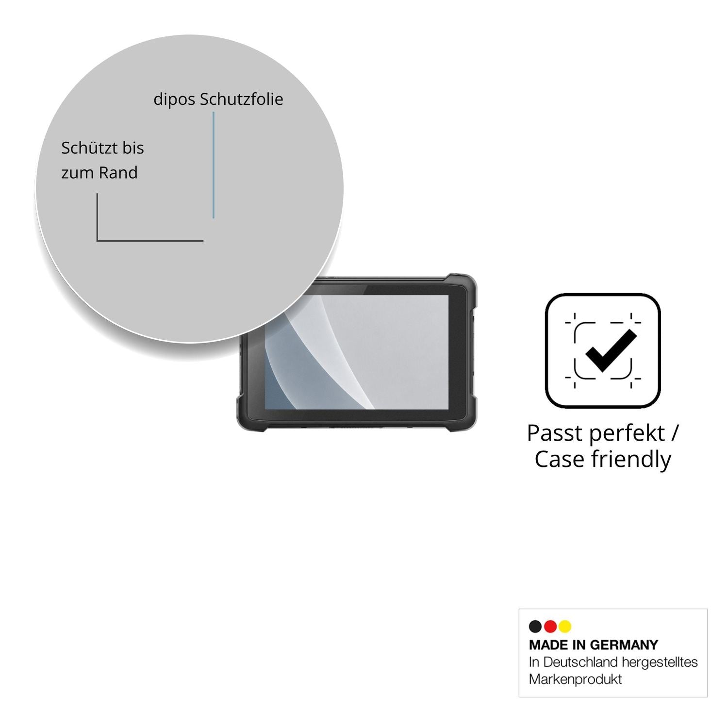 Schutzglasfolie mit optimaler Passform, zur Verwendung mit Hüllen geeignet