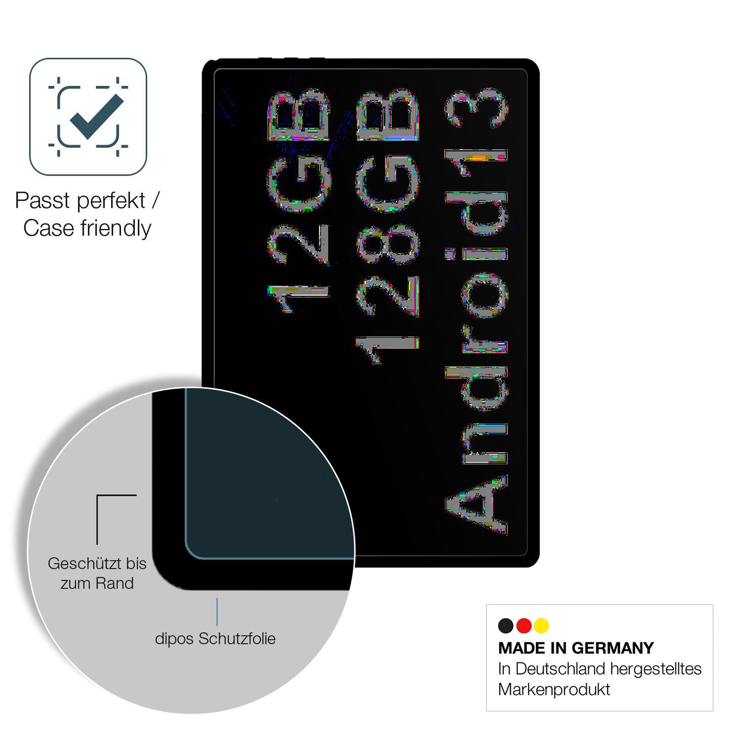 Schutzglasfolie mit optimaler Passform, zur Verwendung mit Hüllen geeignet