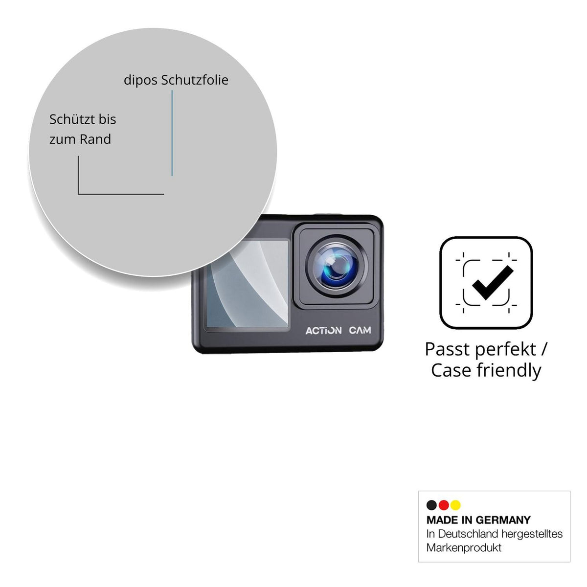 Schutzglasfolie mit optimaler Passform, zur Verwendung mit Hüllen geeignet