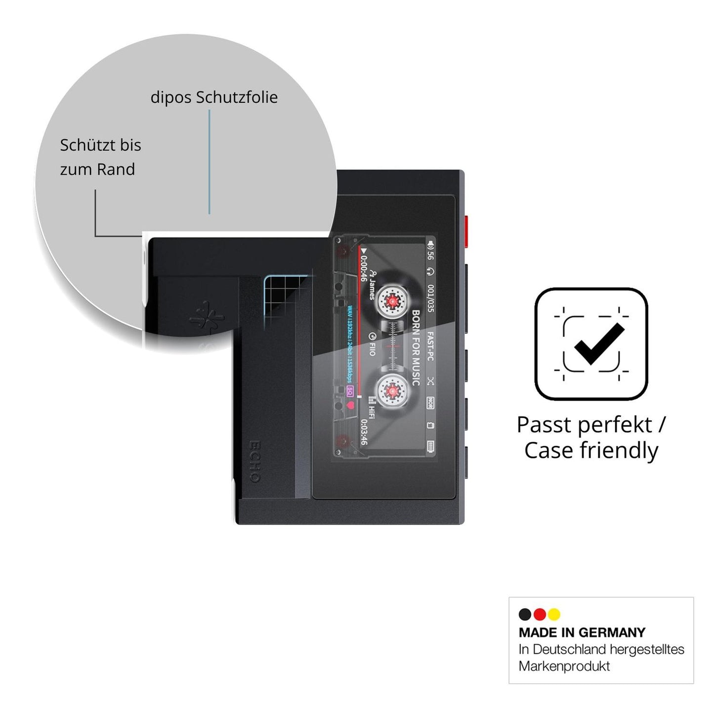 Schutzglasfolie mit optimaler Passform, zur Verwendung mit Hüllen geeignet