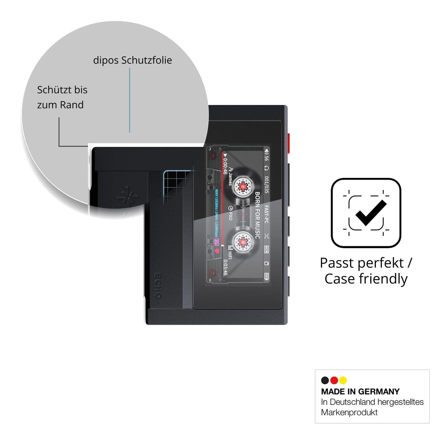 Schutzglasfolie mit optimaler Passform, zur Verwendung mit Hüllen geeignet