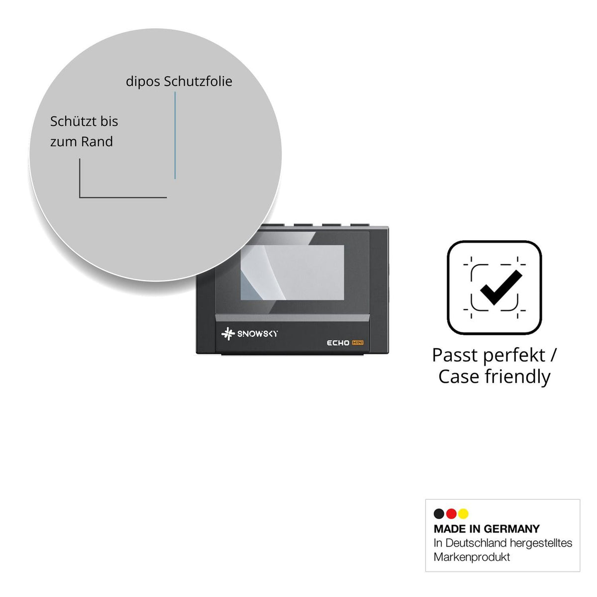 Schutzglasfolie mit optimaler Passform, zur Verwendung mit Hüllen geeignet