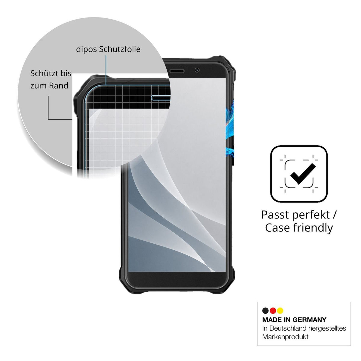 Schutzglasfolie mit optimaler Passform, zur Verwendung mit Hüllen geeignet