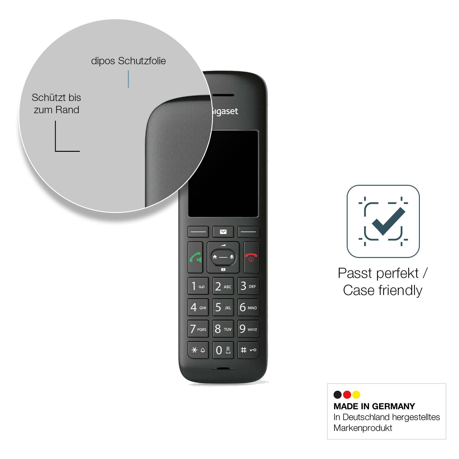 Schutzglasfolie mit optimaler Passform, zur Verwendung mit Hüllen geeignet