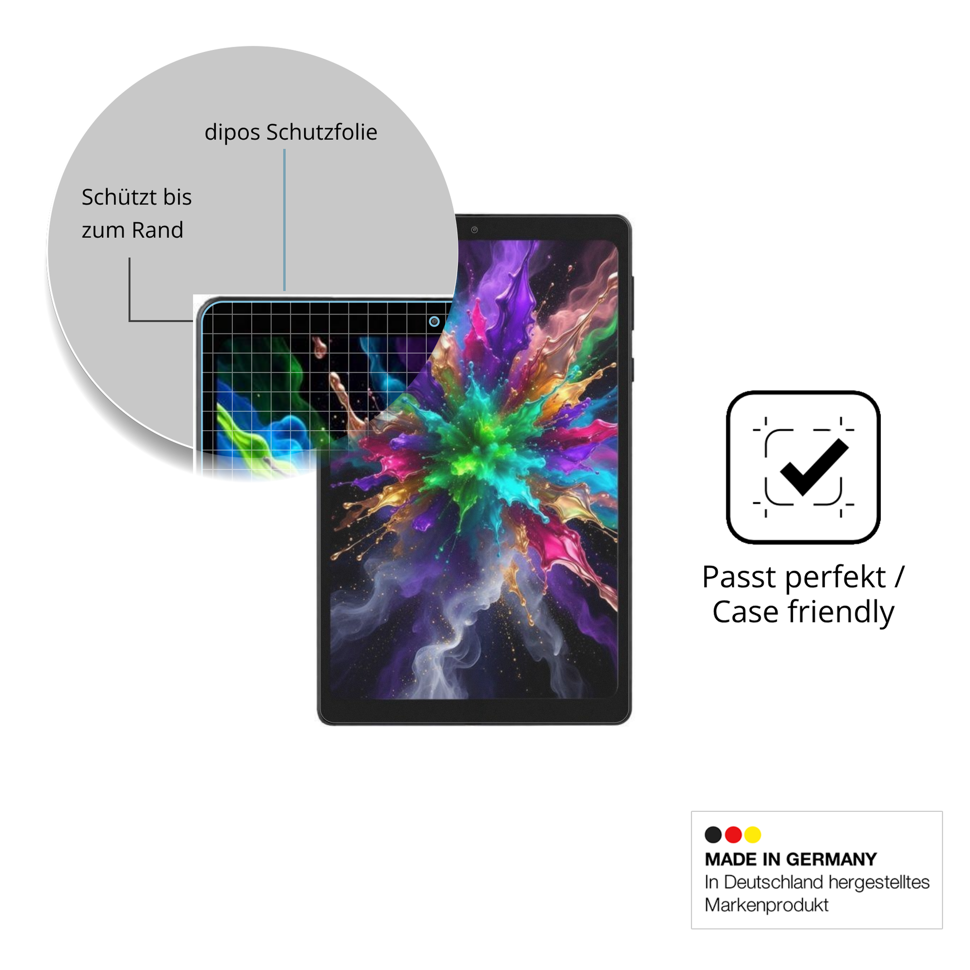 Schutzglasfolie mit optimaler Passform, zur Verwendung mit Hüllen geeignet