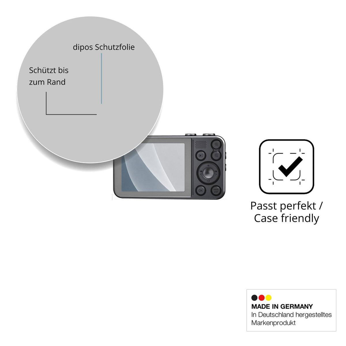 Schutzglasfolie mit optimaler Passform, zur Verwendung mit Hüllen geeignet