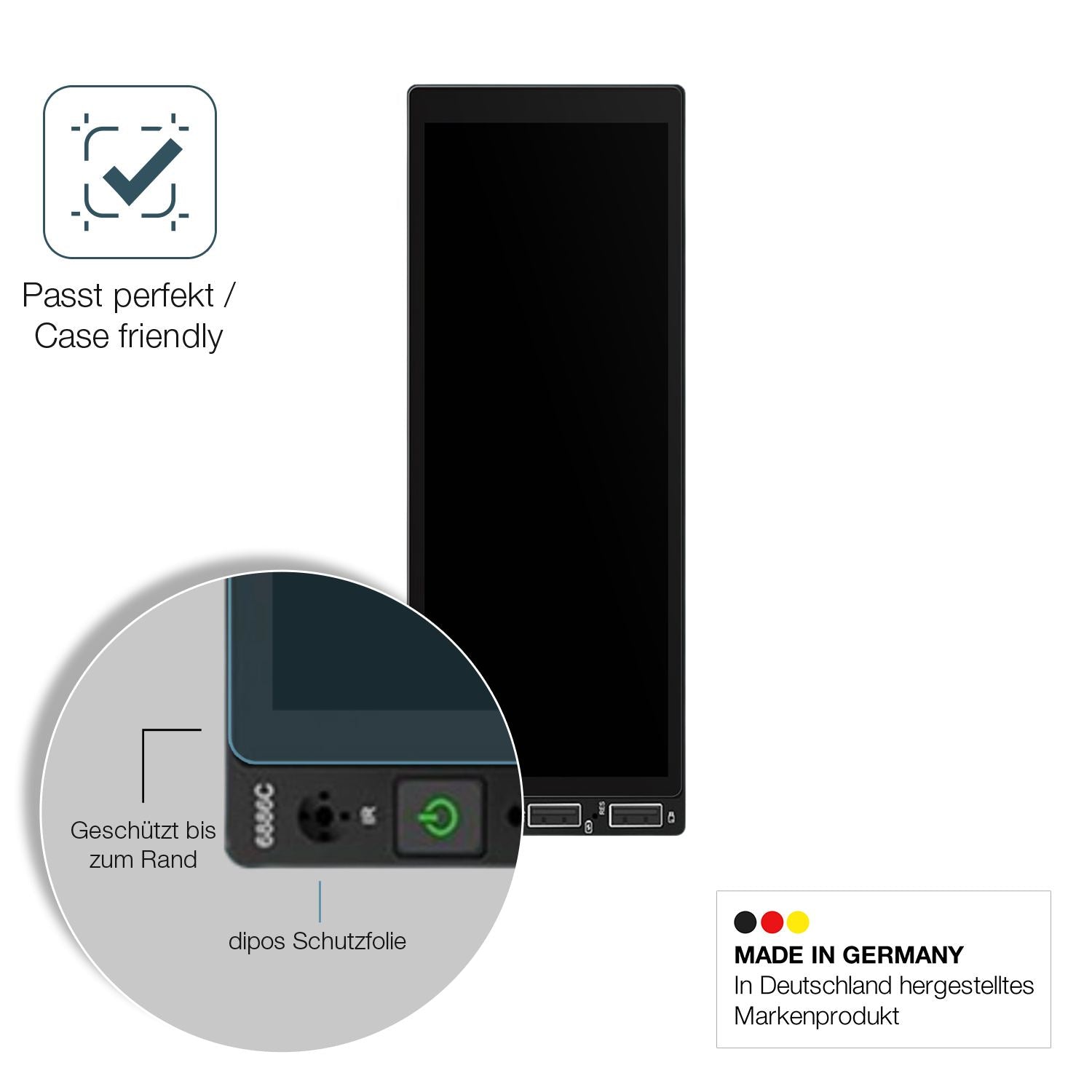 Schutzglasfolie mit optimaler Passform, zur Verwendung mit Hüllen geeignet