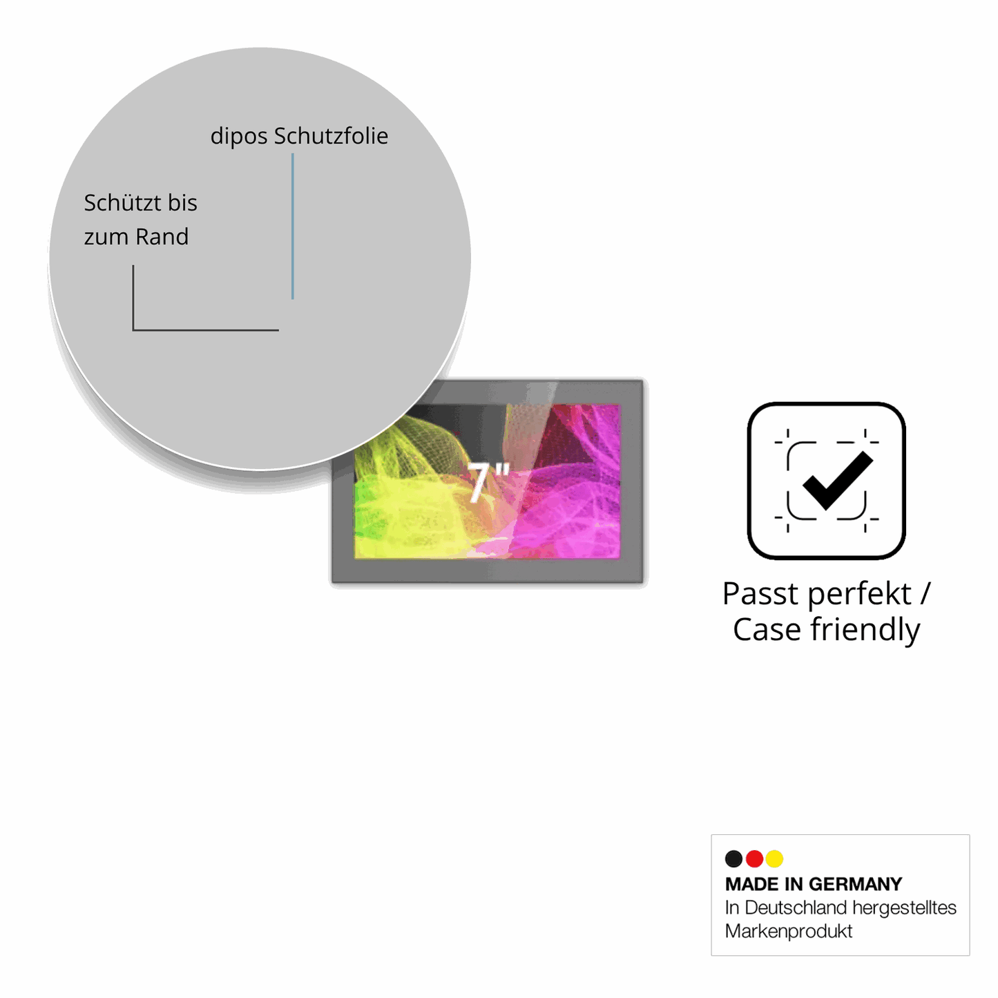 Schutzglasfolie mit optimaler Passform, zur Verwendung mit Hüllen geeignet