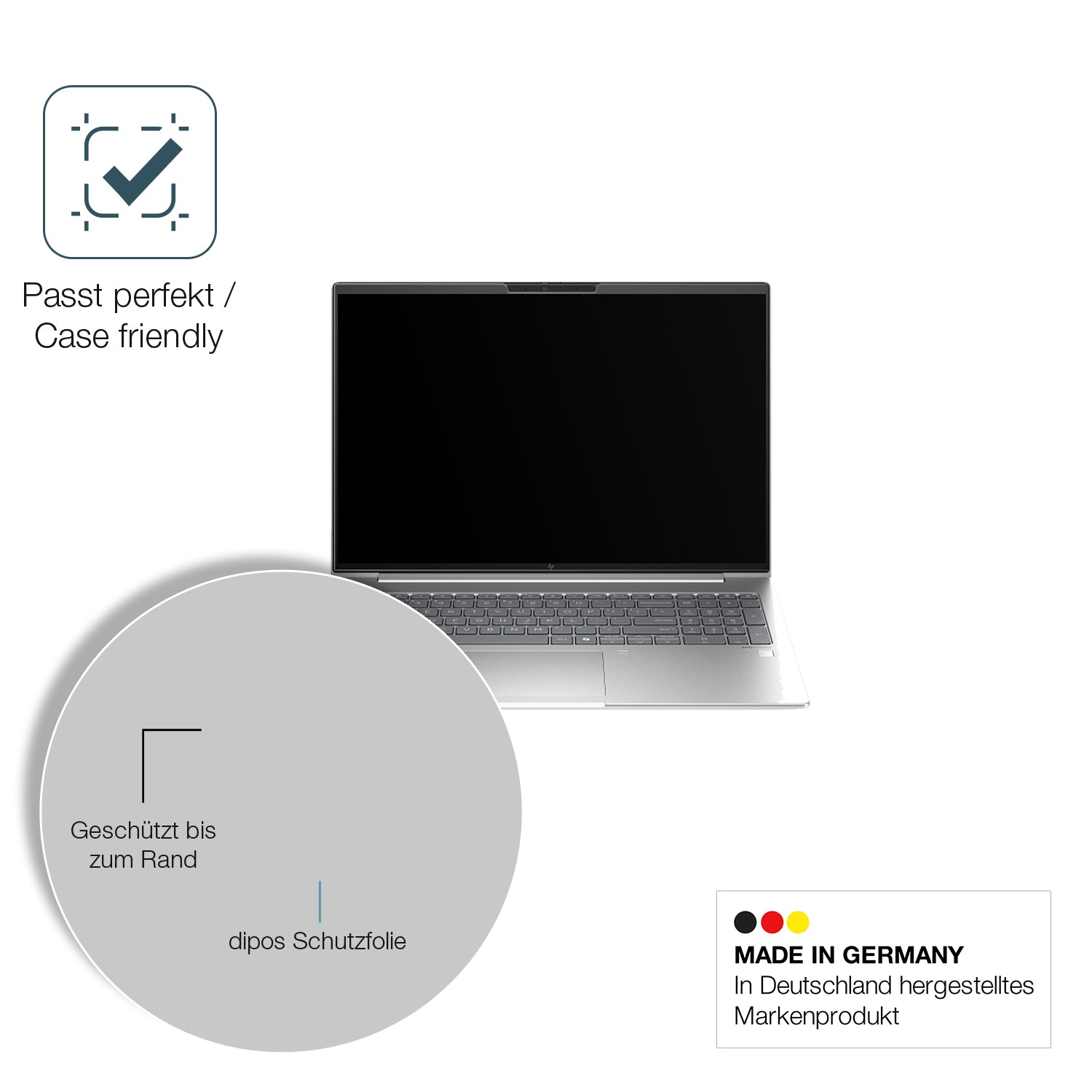 Schutzglasfolie mit optimaler Passform, zur Verwendung mit Hüllen geeignet