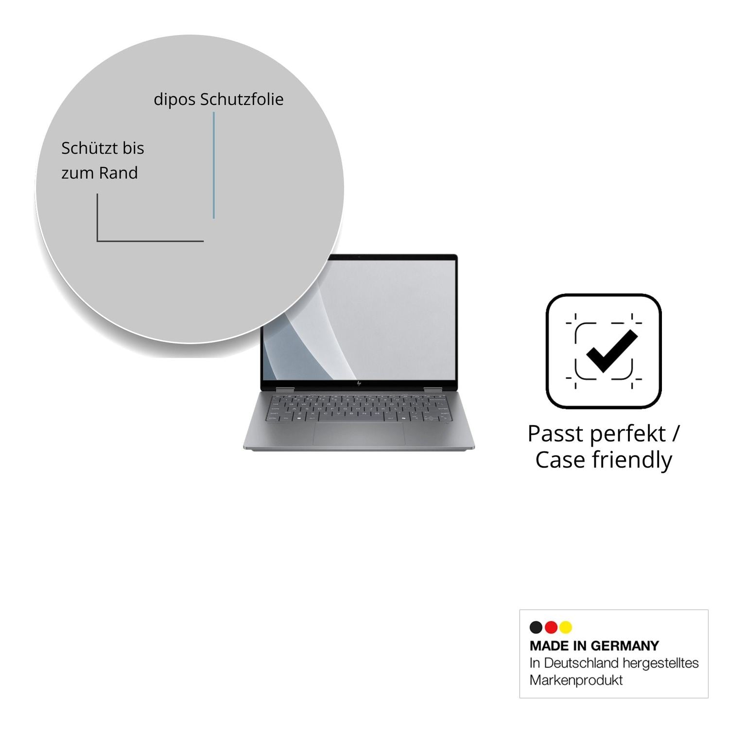 Schutzglasfolie mit optimaler Passform, zur Verwendung mit Hüllen geeignet
