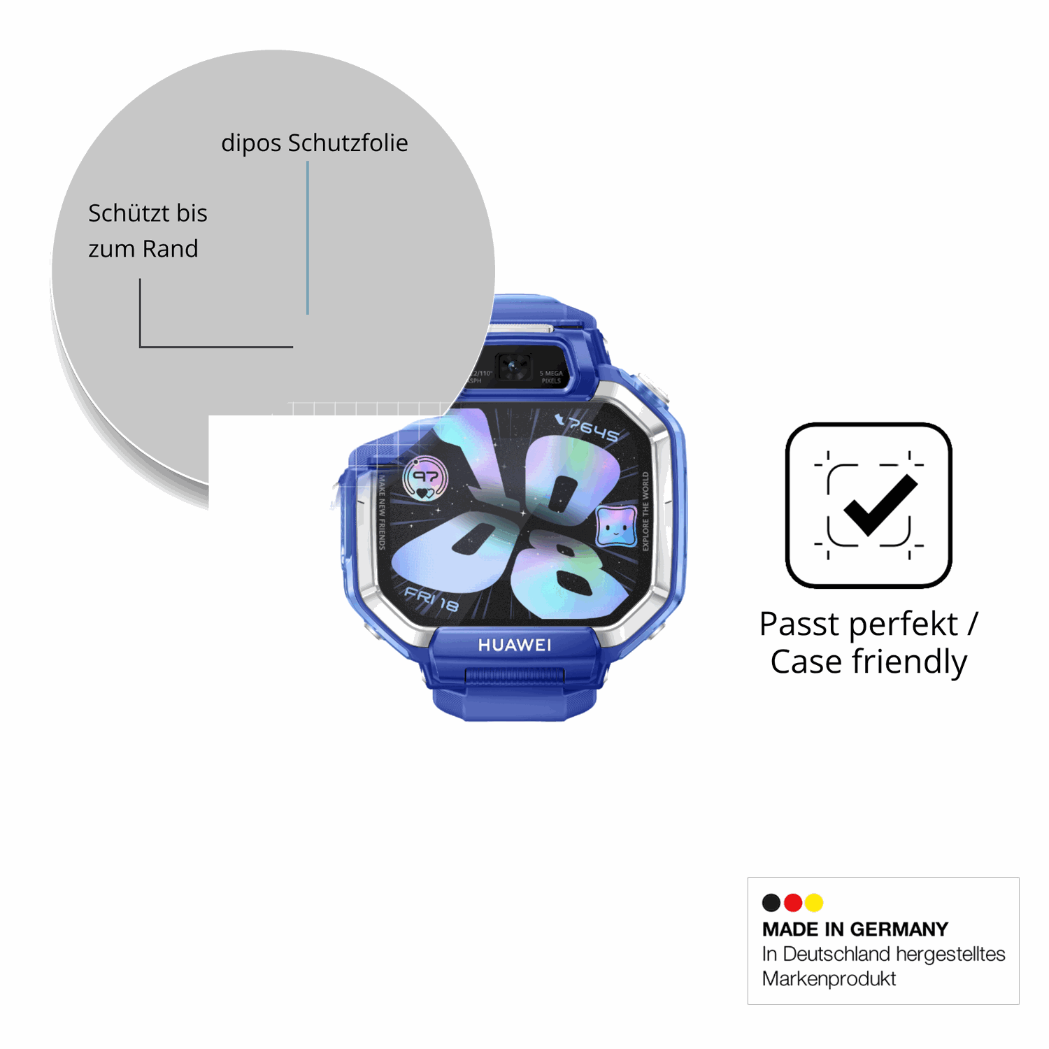 Schutzglasfolie mit optimaler Passform, zur Verwendung mit Hüllen geeignet