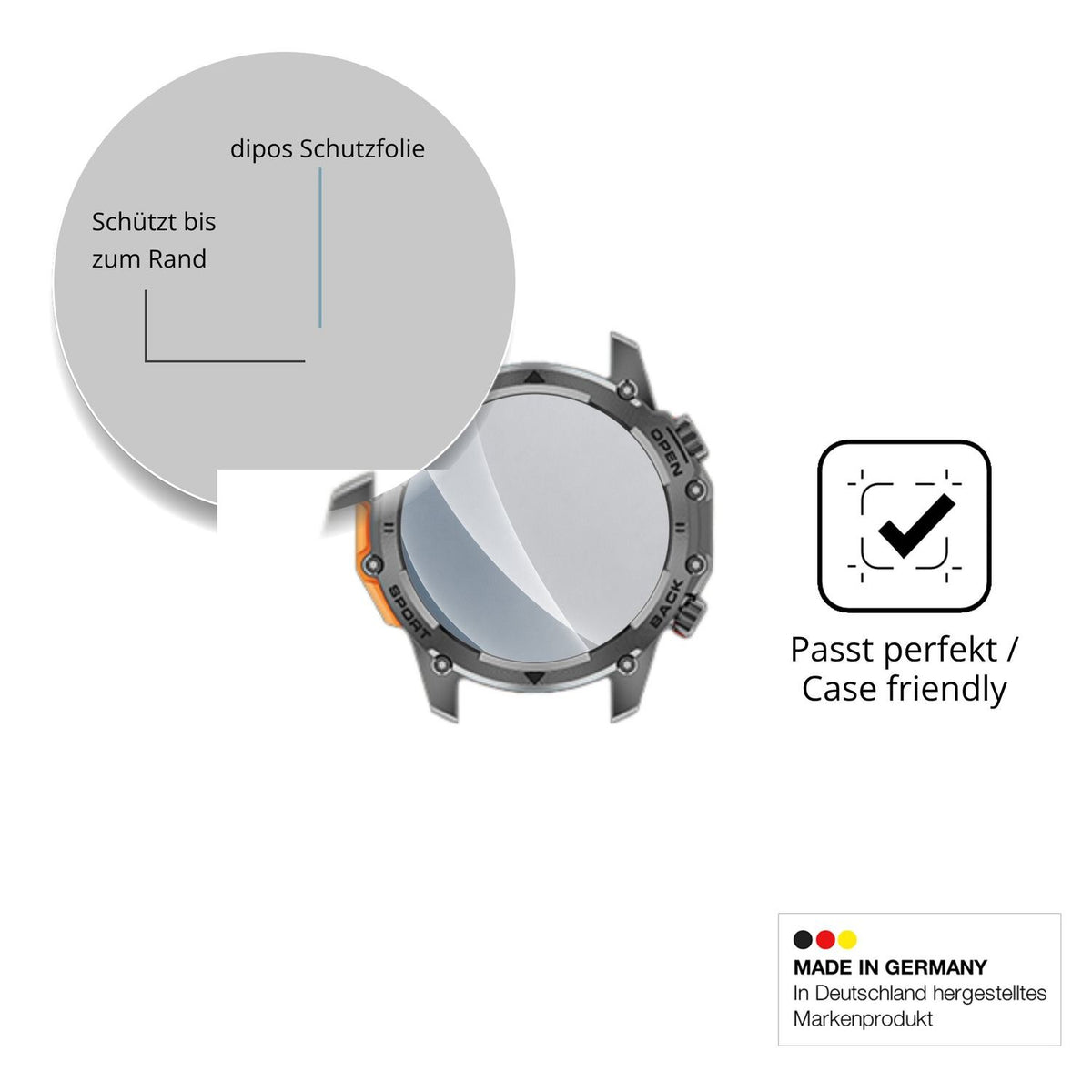 Schutzglasfolie mit optimaler Passform, zur Verwendung mit Hüllen geeignet