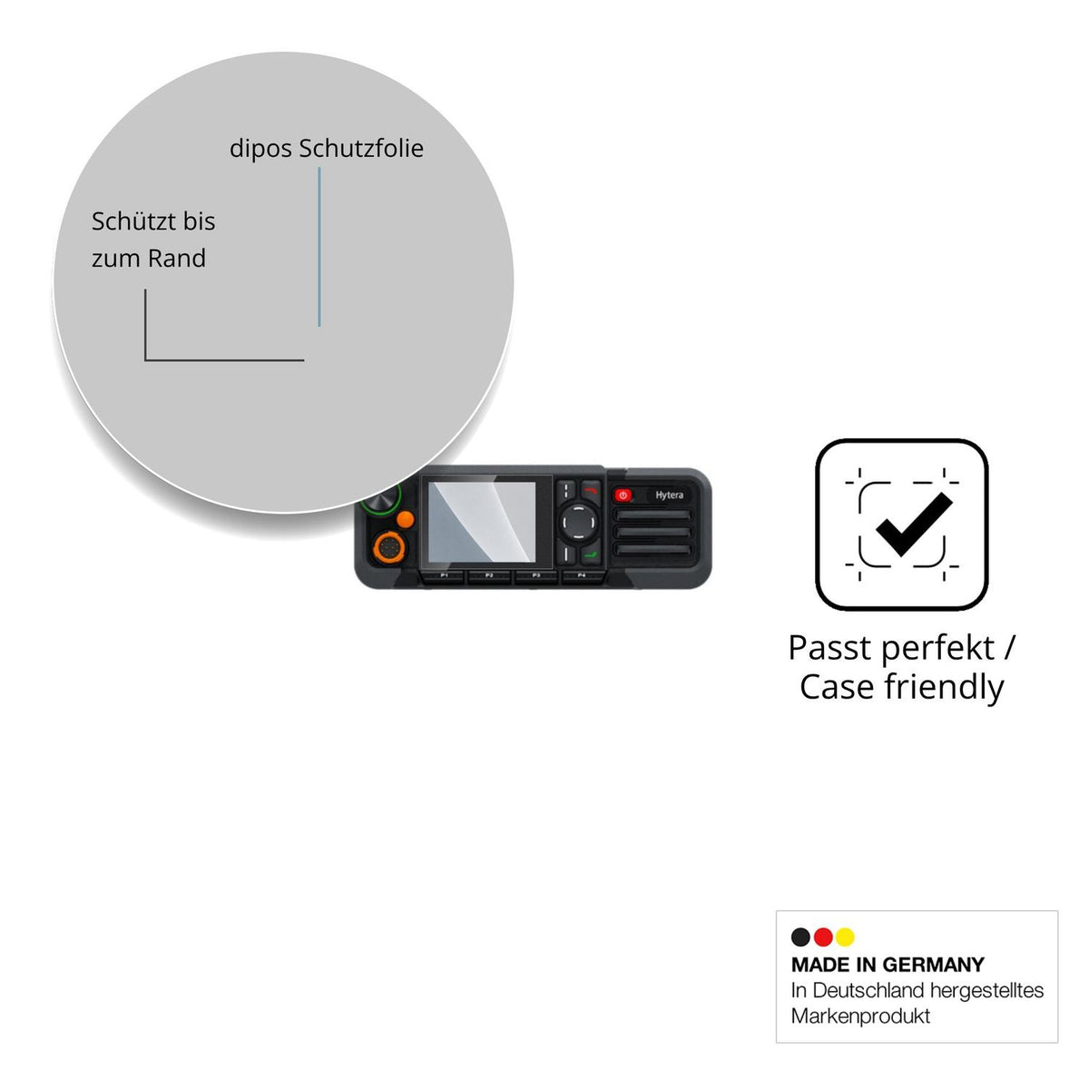 Schutzglasfolie mit optimaler Passform, zur Verwendung mit Hüllen geeignet