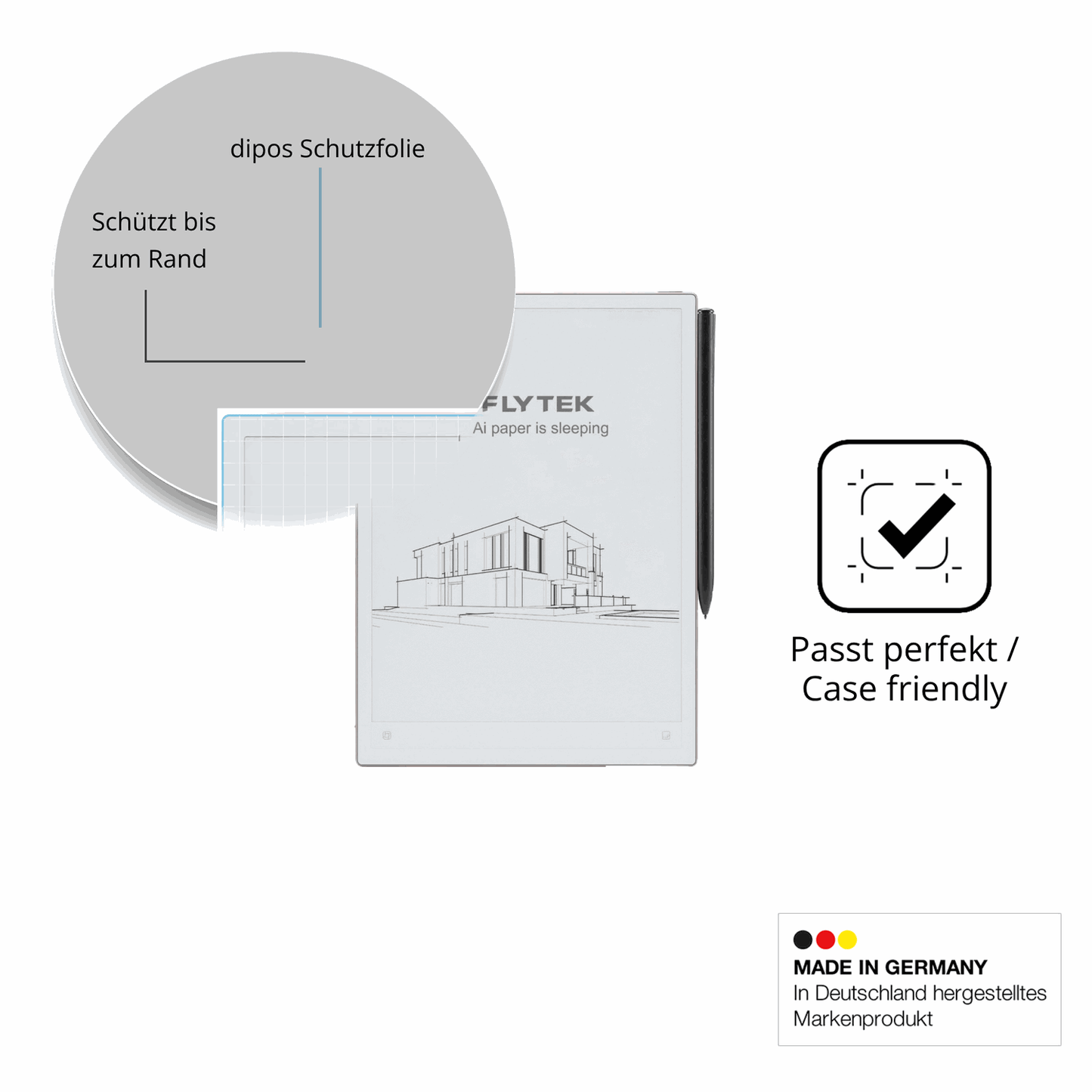 Schutzglasfolie mit optimaler Passform, zur Verwendung mit Hüllen geeignet