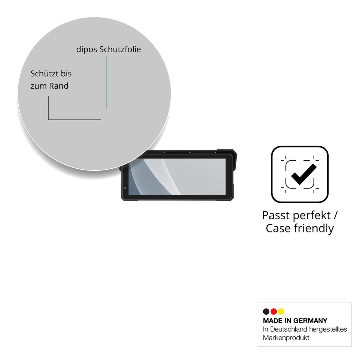 Schutzglasfolie mit optimaler Passform, zur Verwendung mit Hüllen geeignet