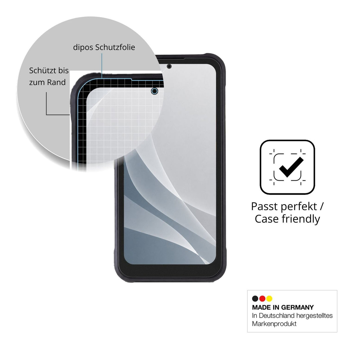 Schutzglasfolie mit optimaler Passform, zur Verwendung mit Hüllen geeignet