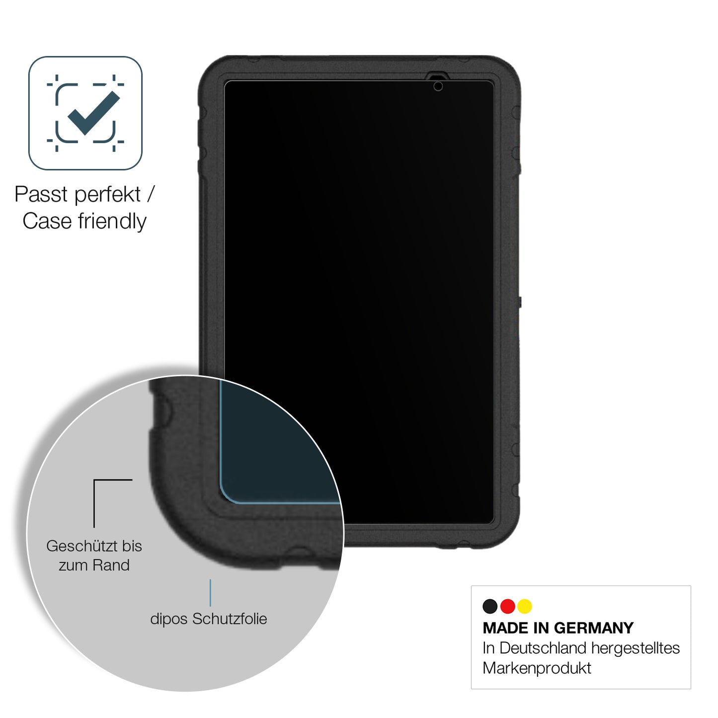 Schutzglasfolie mit optimaler Passform, zur Verwendung mit Hüllen geeignet