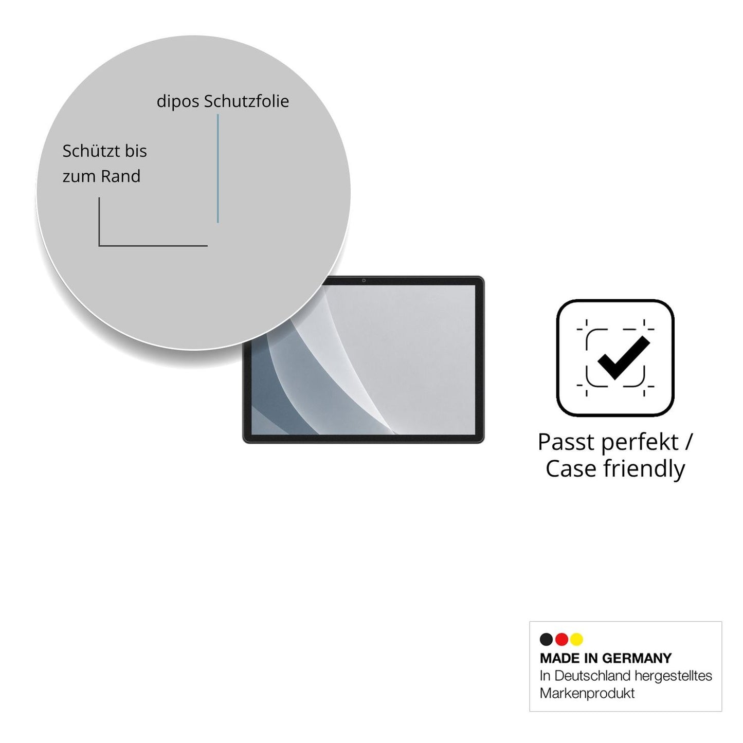 Schutzglasfolie mit optimaler Passform, zur Verwendung mit Hüllen geeignet