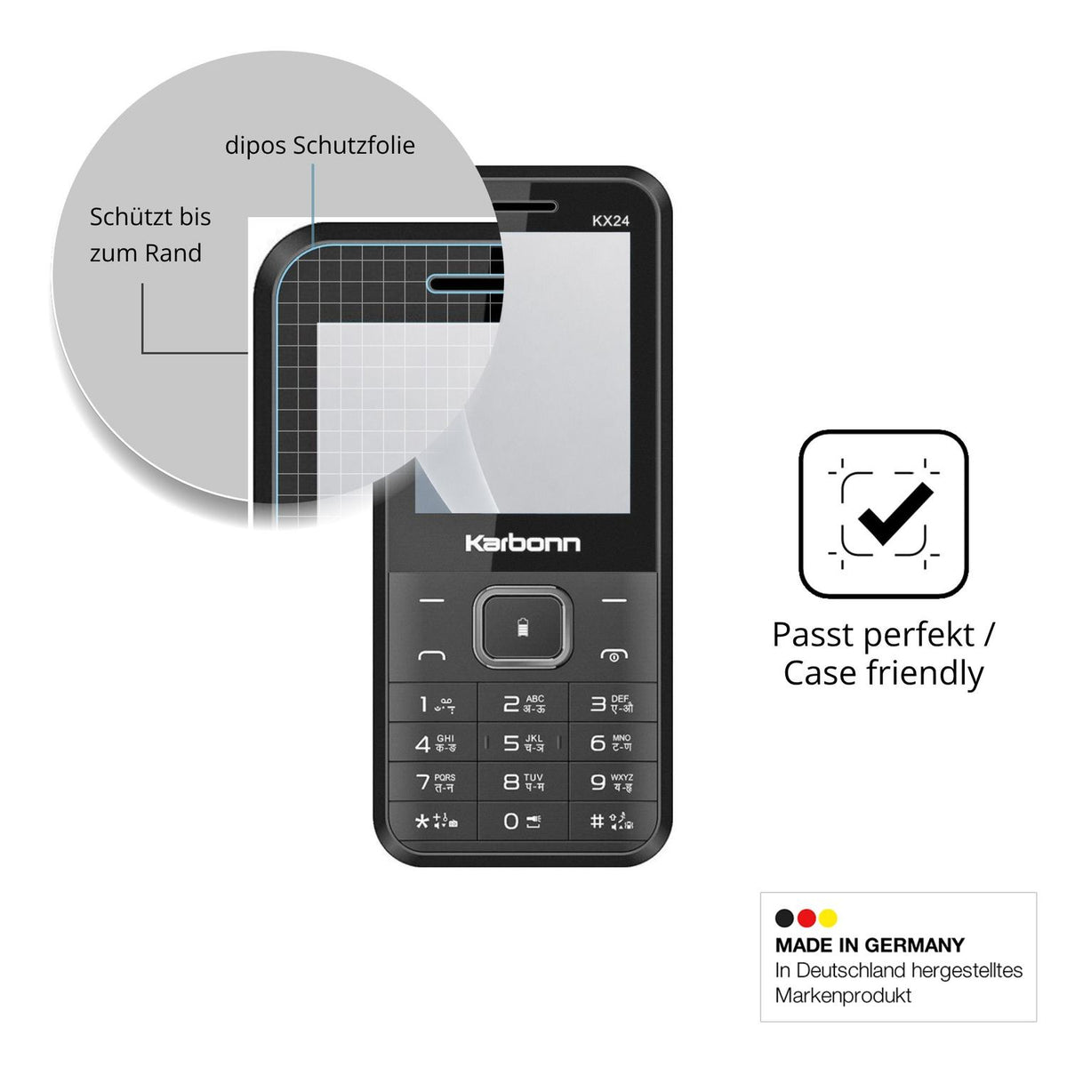 Schutzglasfolie mit optimaler Passform, zur Verwendung mit Hüllen geeignet