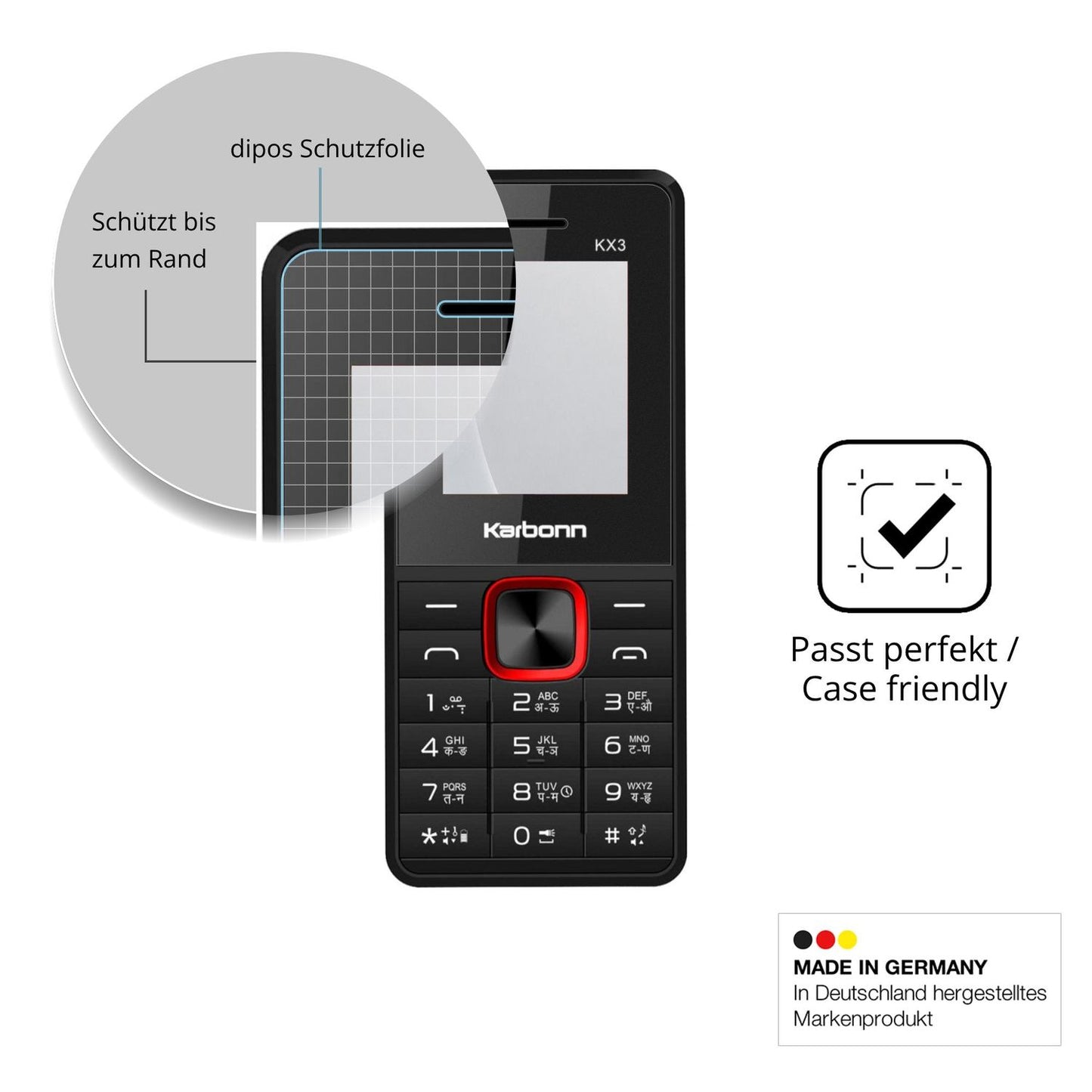 Schutzglasfolie mit optimaler Passform, zur Verwendung mit Hüllen geeignet