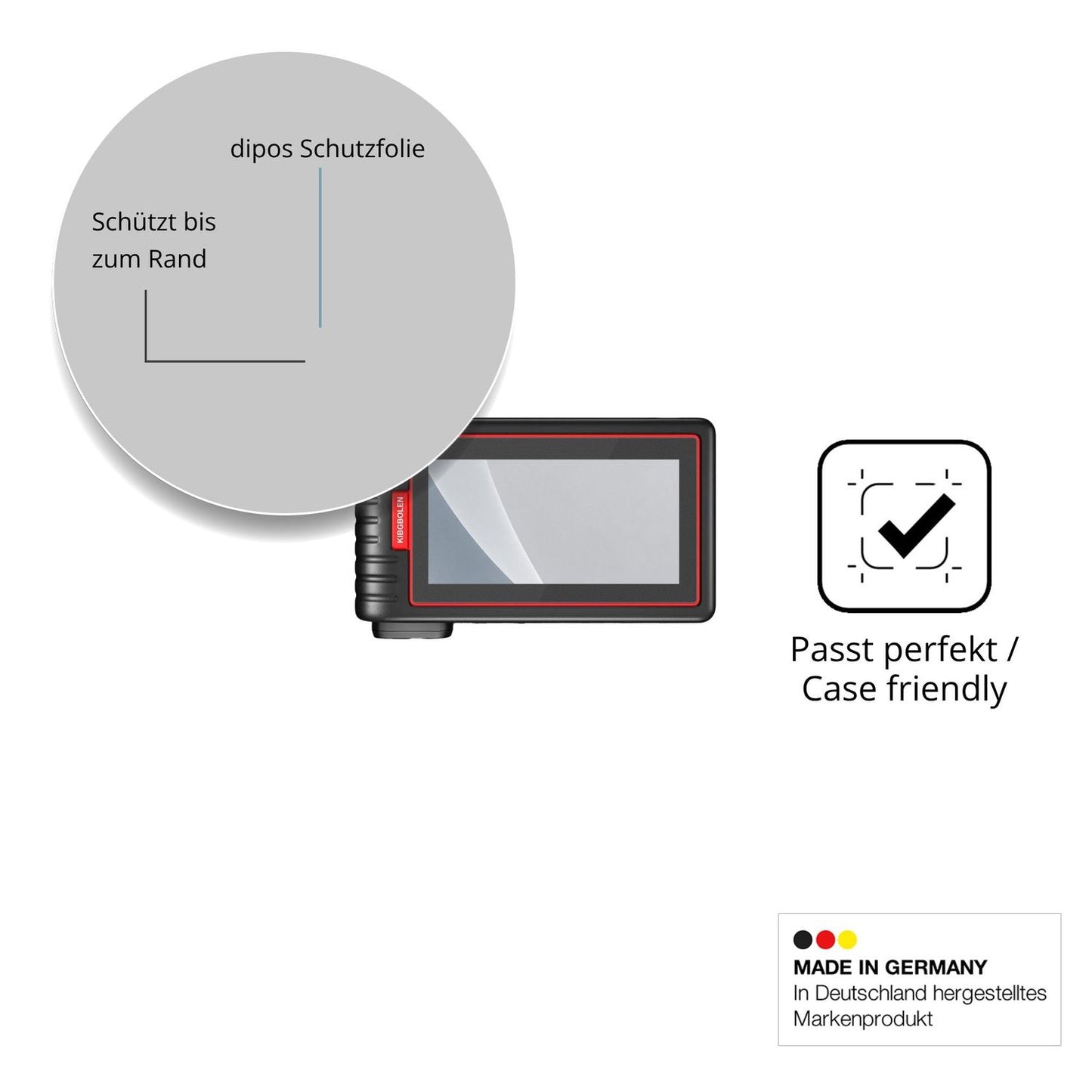 Schutzglasfolie mit optimaler Passform, zur Verwendung mit Hüllen geeignet