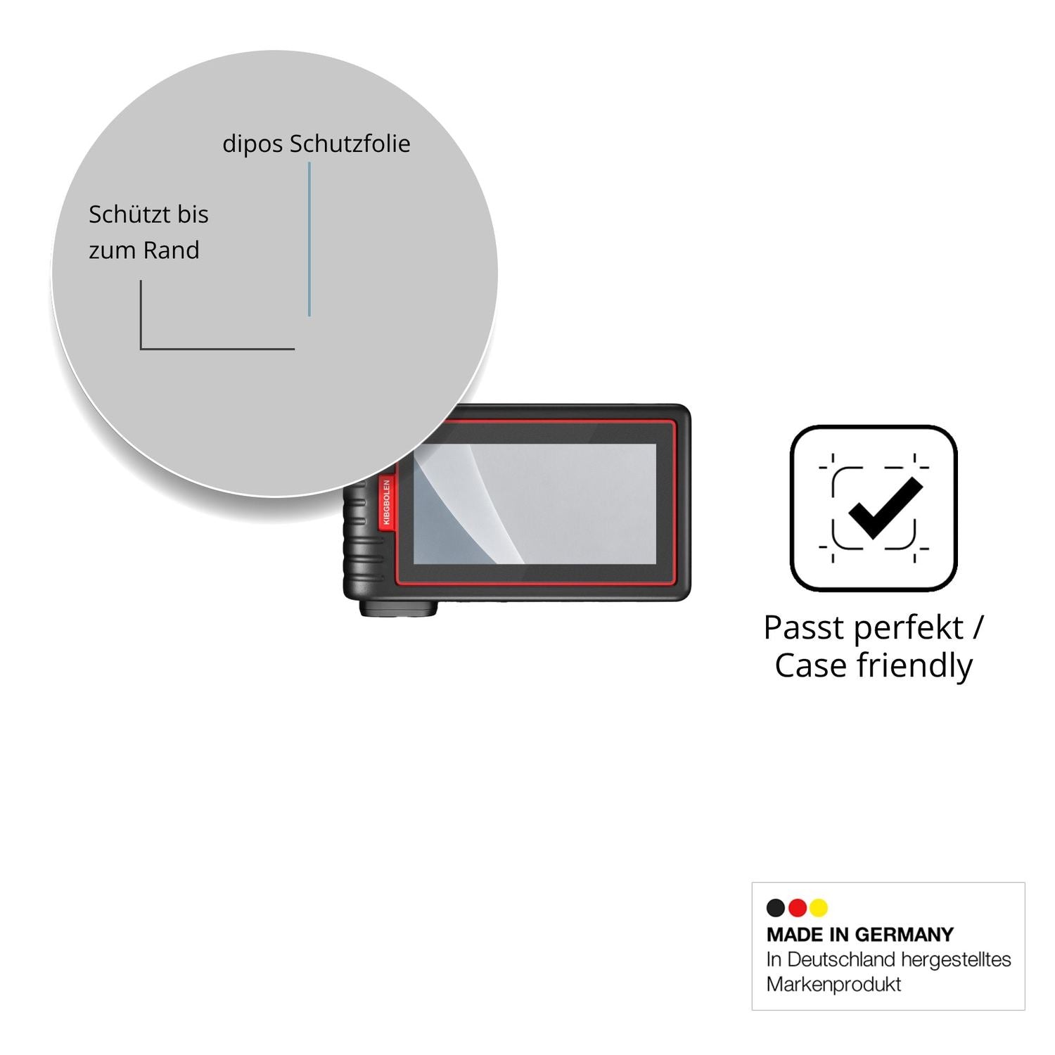 Schutzglasfolie mit optimaler Passform, zur Verwendung mit Hüllen geeignet