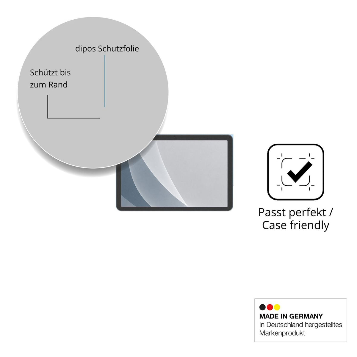 Schutzglasfolie mit optimaler Passform, zur Verwendung mit Hüllen geeignet