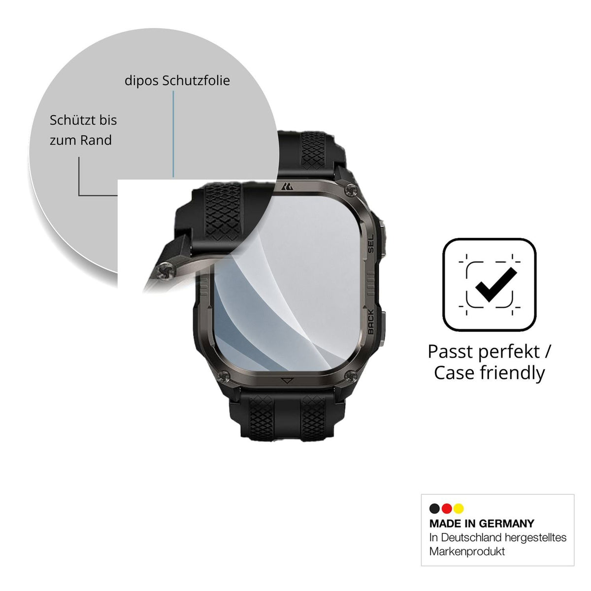 Schutzglasfolie mit optimaler Passform, zur Verwendung mit Hüllen geeignet