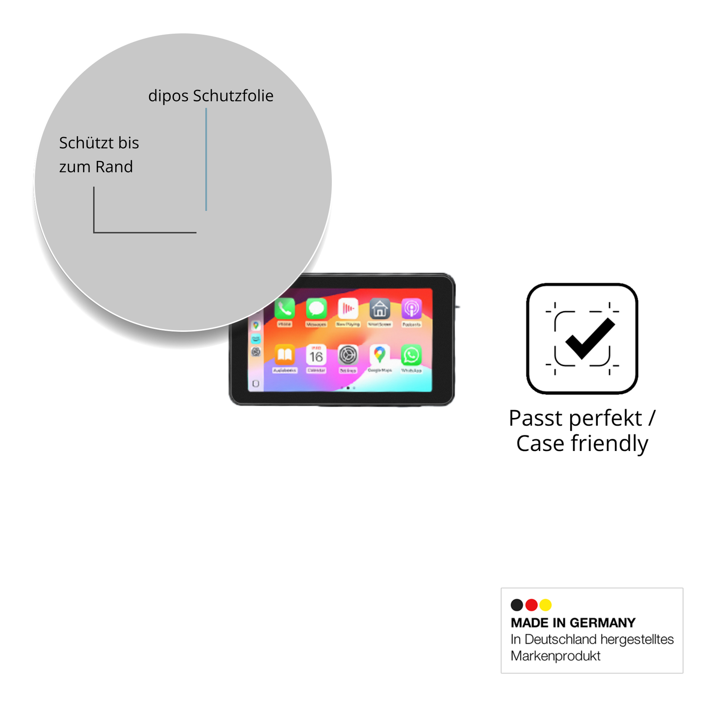 Schutzglasfolie mit optimaler Passform, zur Verwendung mit Hüllen geeignet