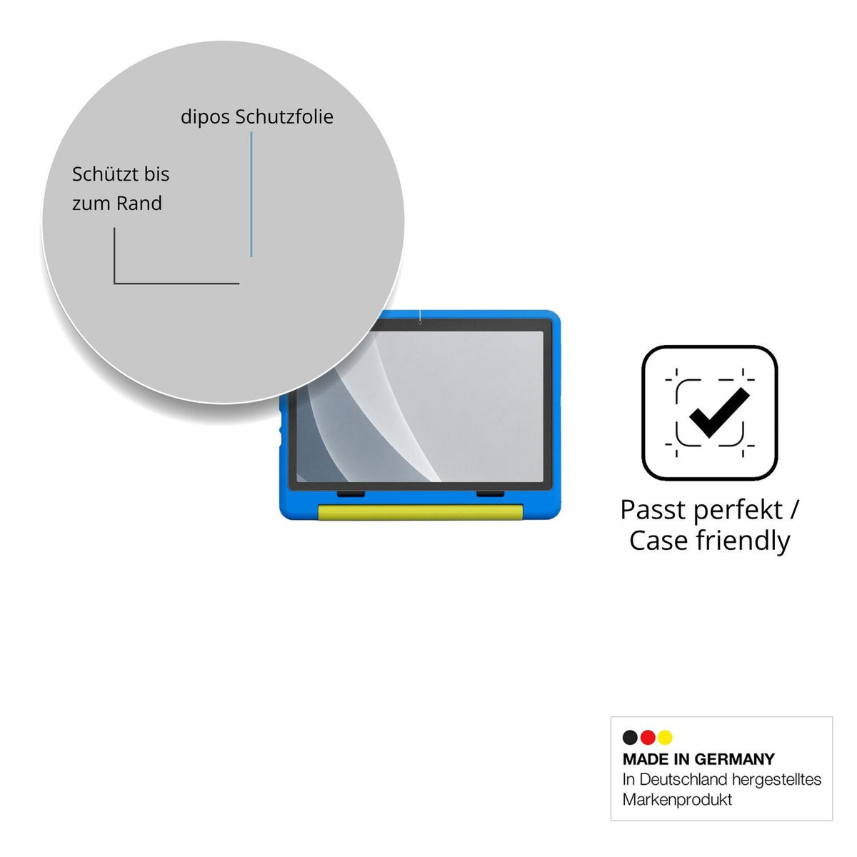 Schutzglasfolie mit optimaler Passform, zur Verwendung mit Hüllen geeignet